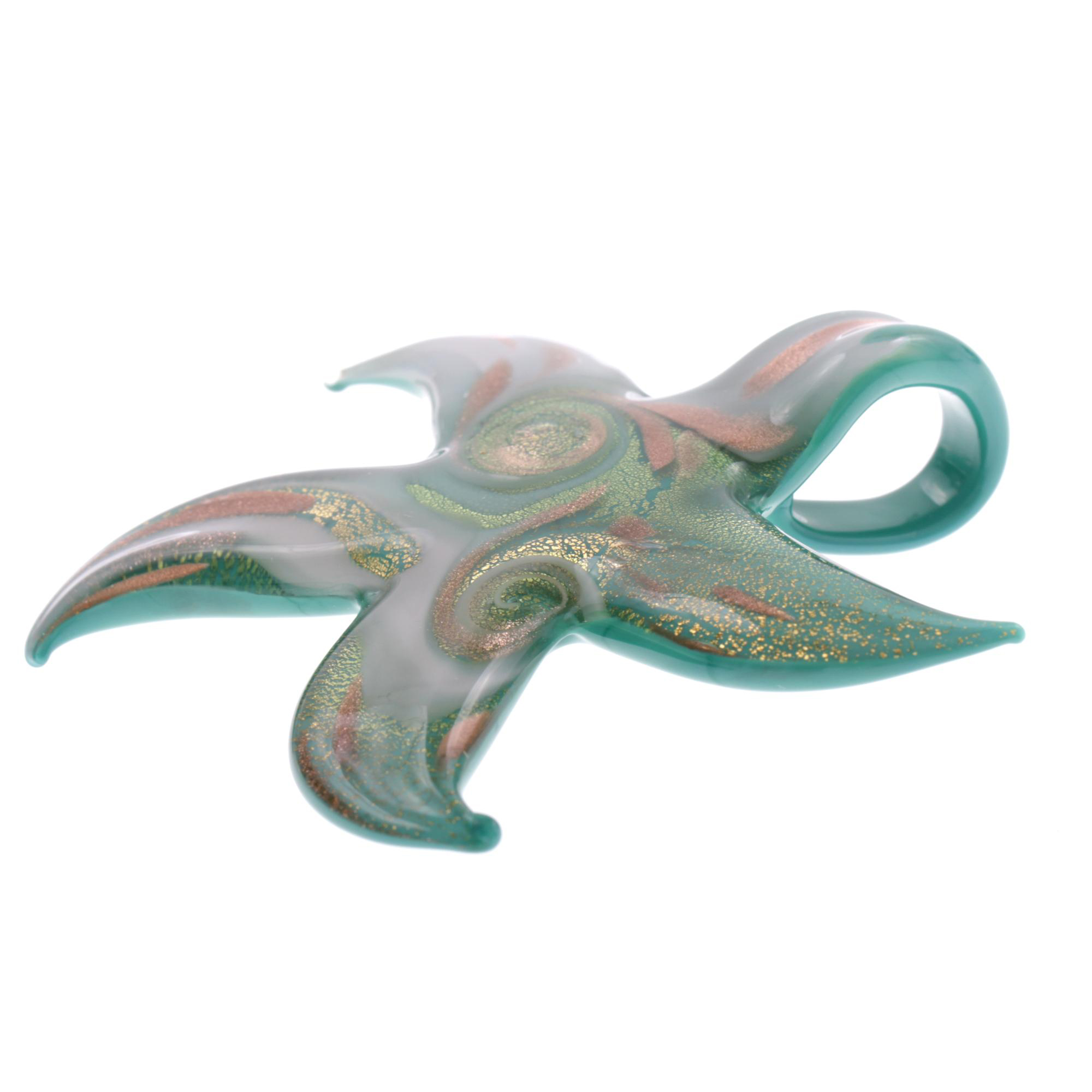 Murano Glas Seestern "Facella" Anhänger-grün-gold