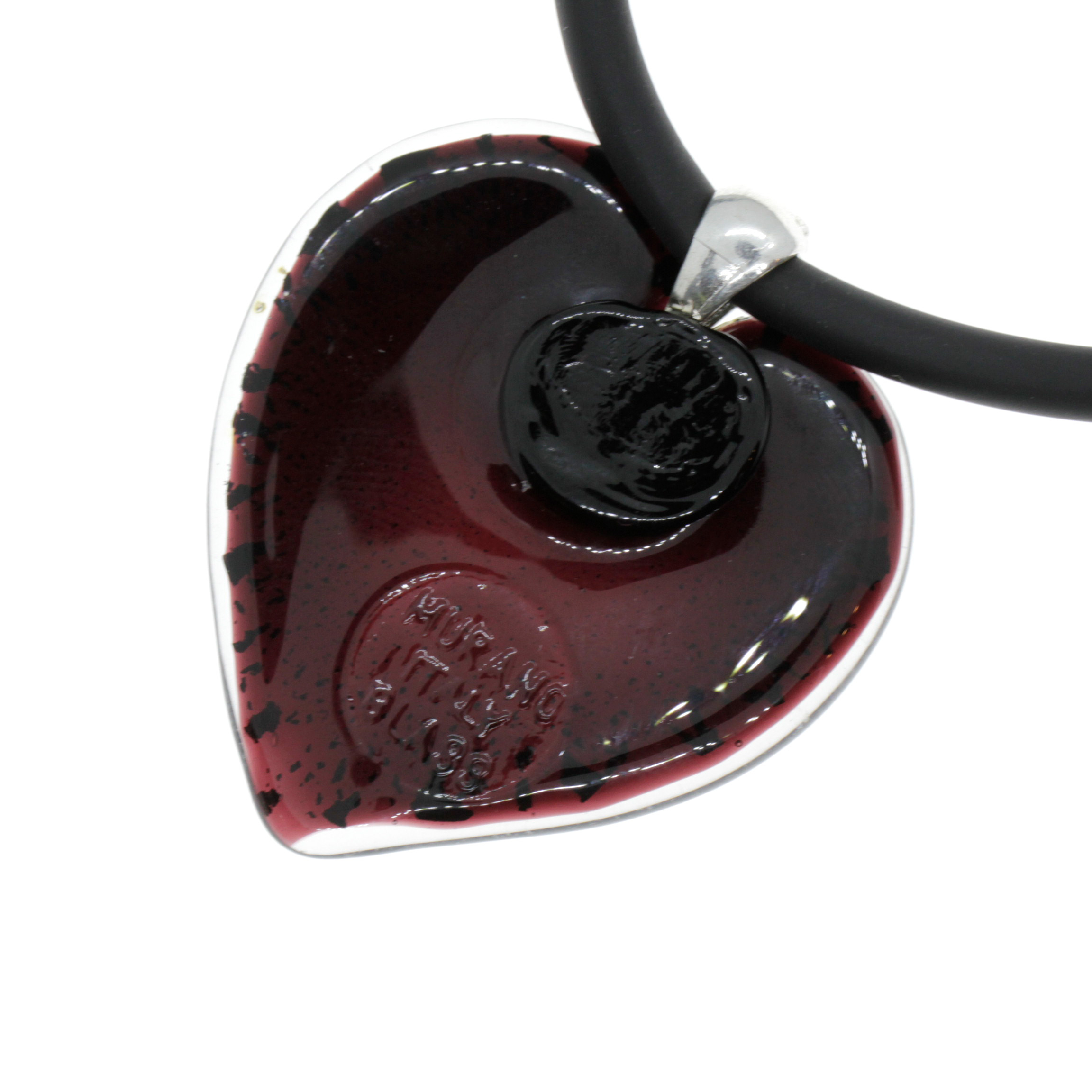 Edles Murano Glas Herz " Valencia" inkl. Kette-schwarz silber