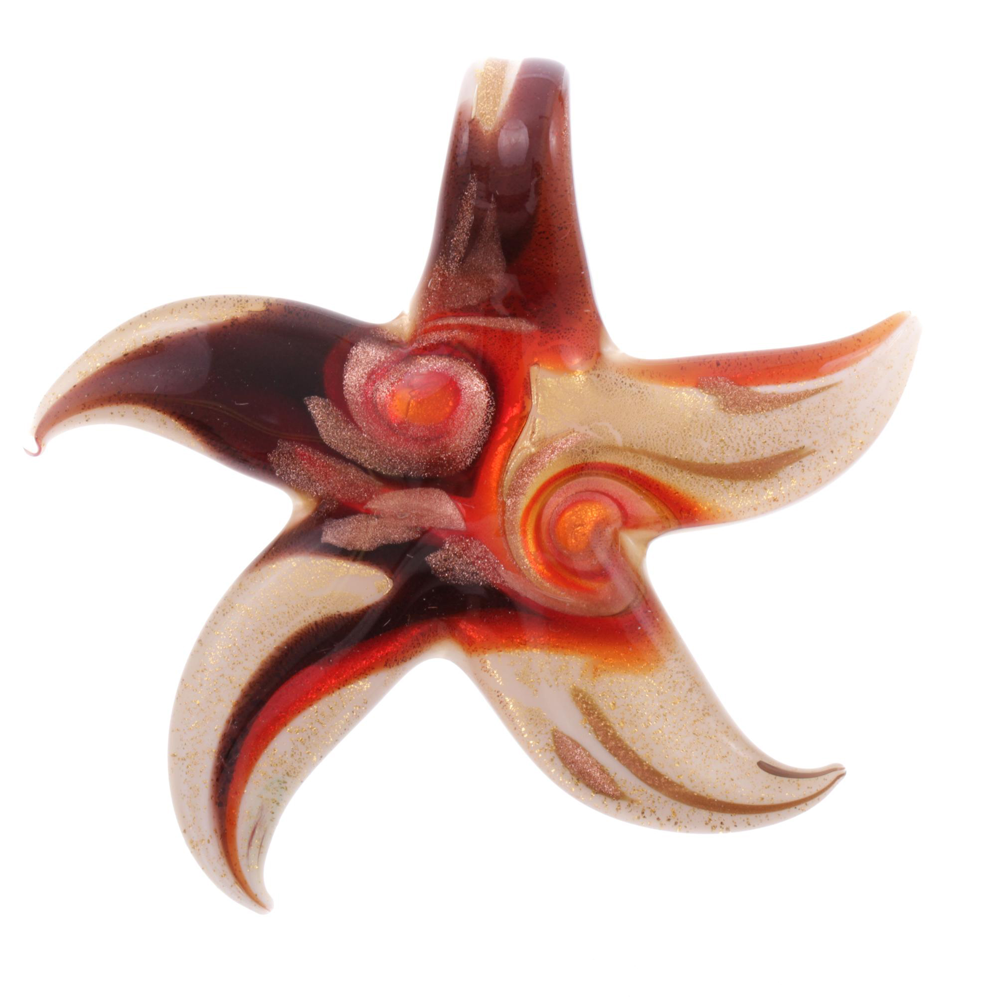 Murano Glas Seestern "Facella" Anhänger-rot-gold