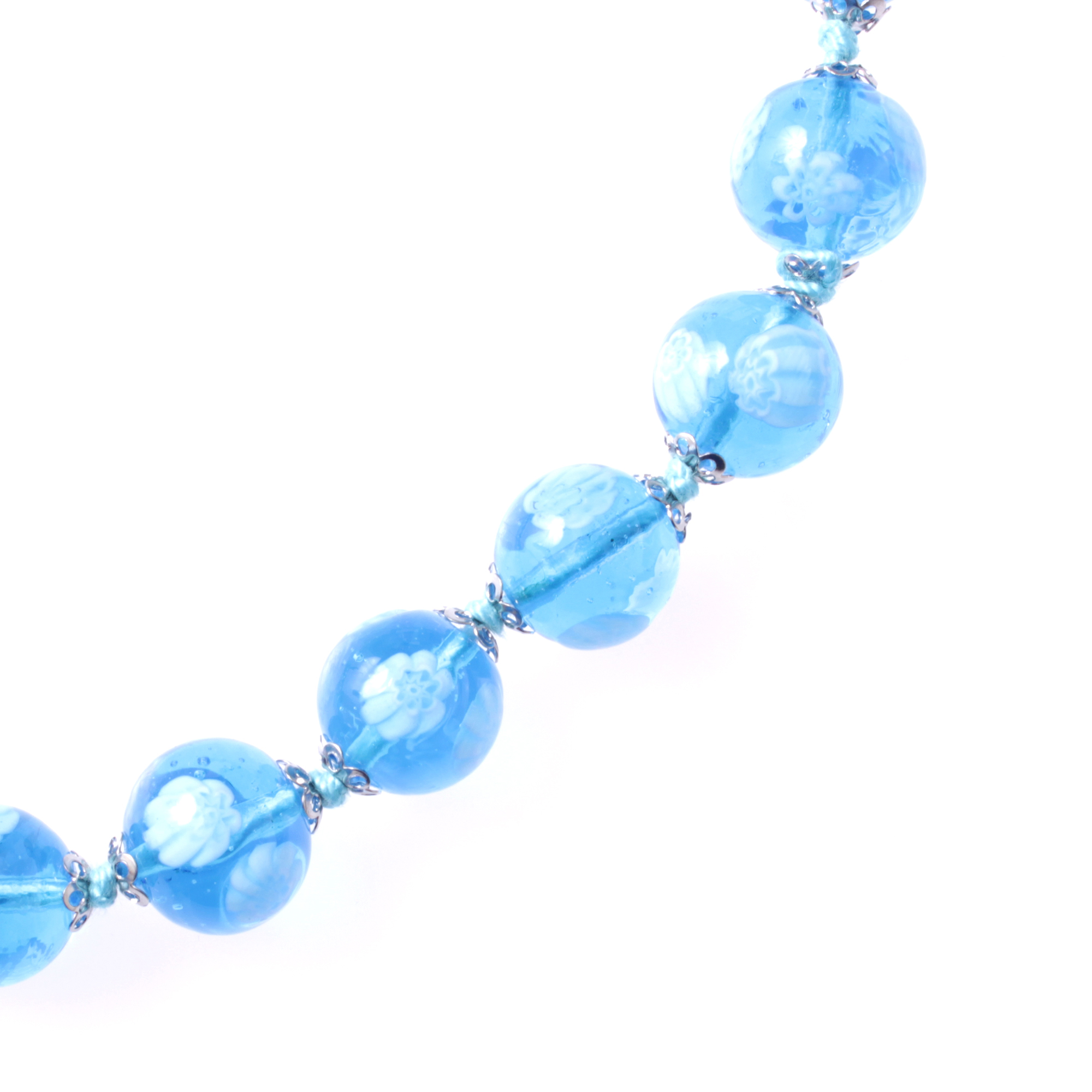 Collier Murano Glas "Mille Fiori Dodici"-türkis-silber