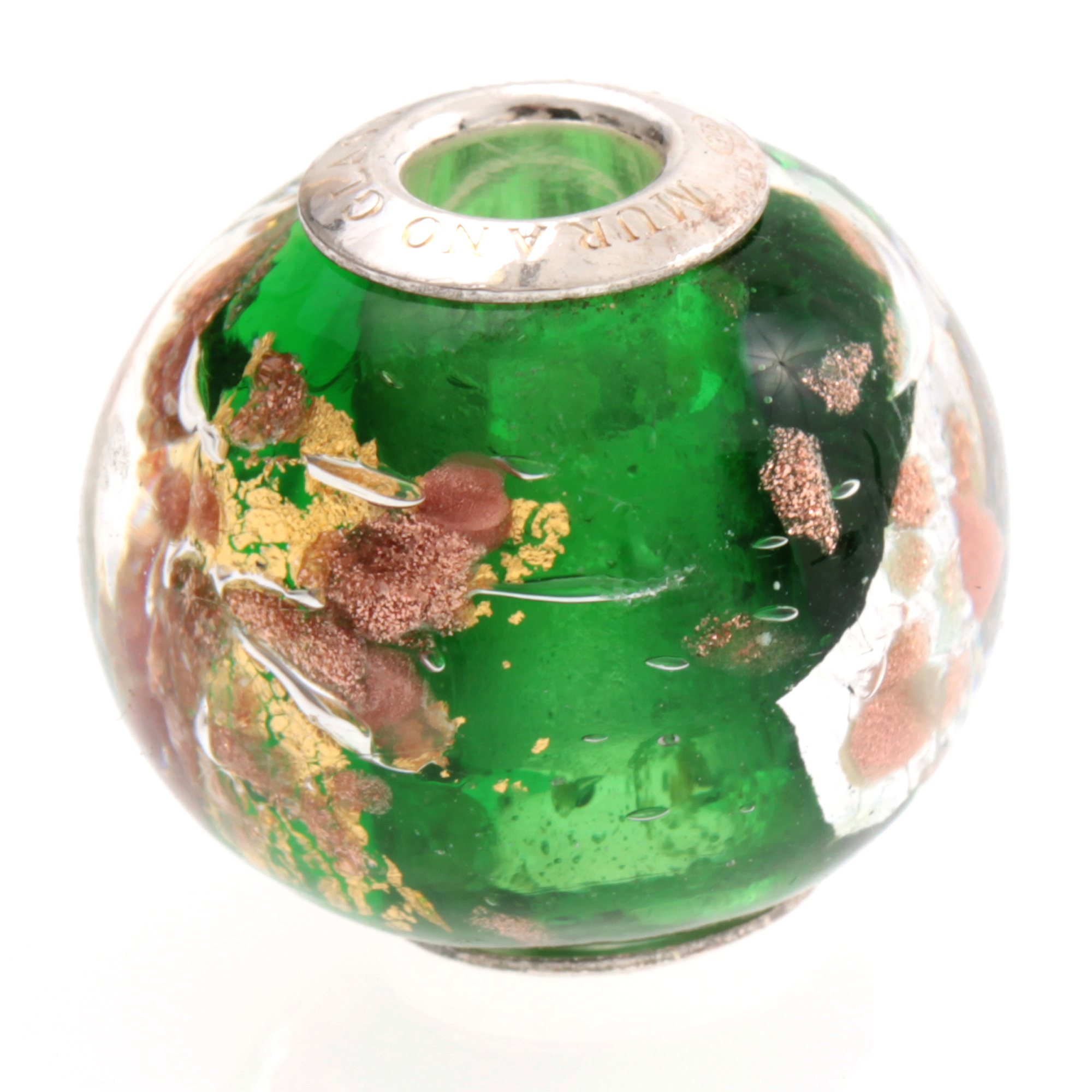 Big One Murano Glas Bead "Pallone" -smaragd