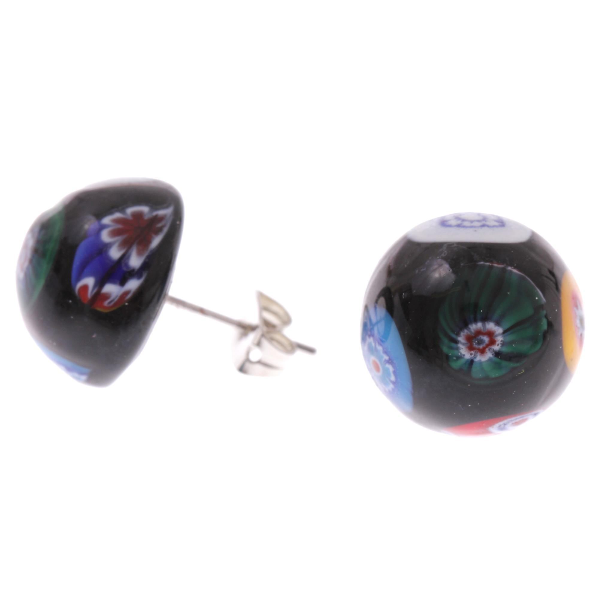 Ohrstecker im Mille Fiori Design "Faccia" Ohrschmuck-mille fiori silber