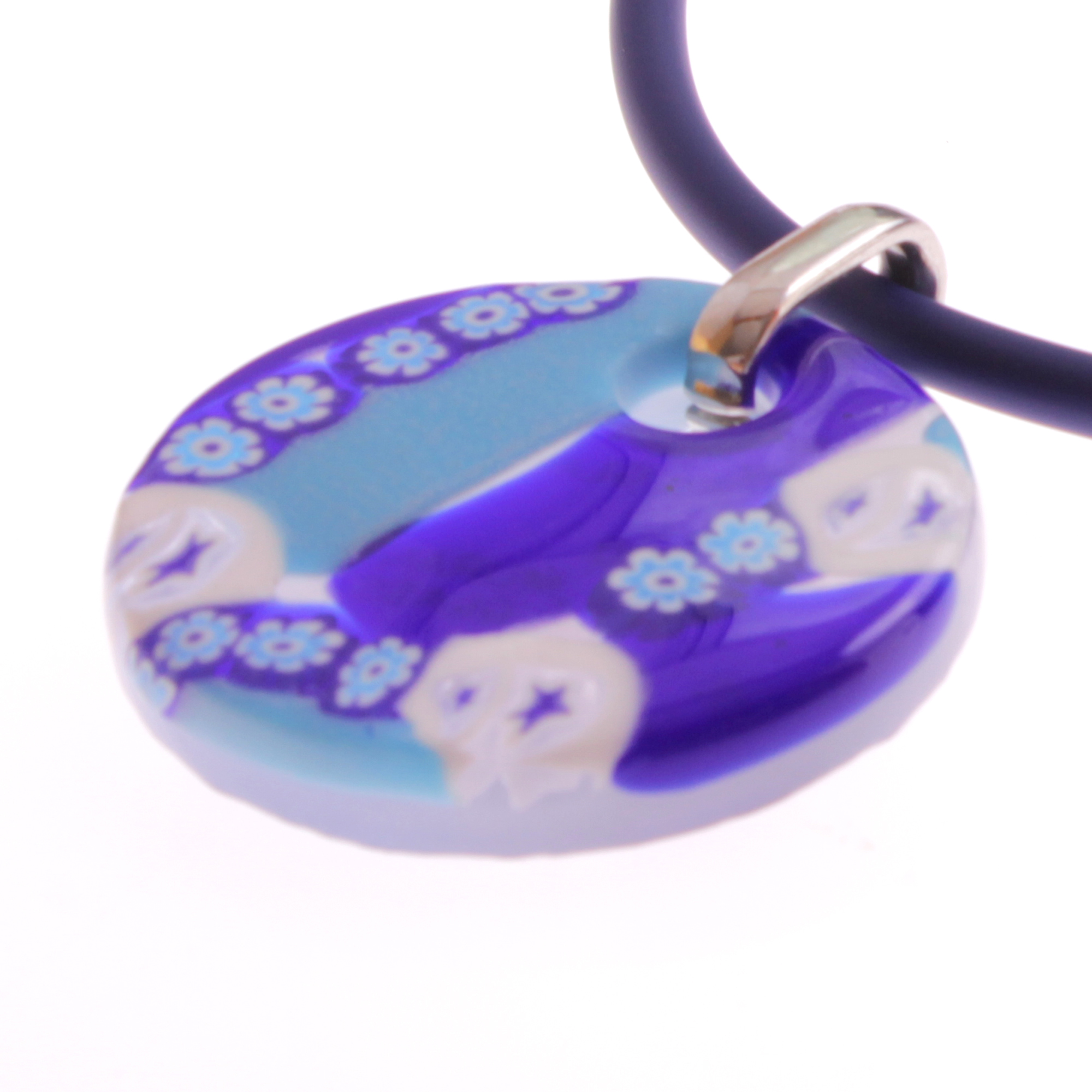 Kleines Mille Fiori Medaillon Model "Picco Abril" -blau