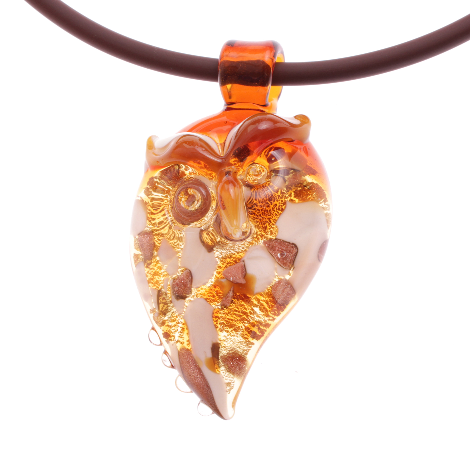 Eine wundervolle Eule aus Muranoglas Model "Grande Gufo"-amber-gold