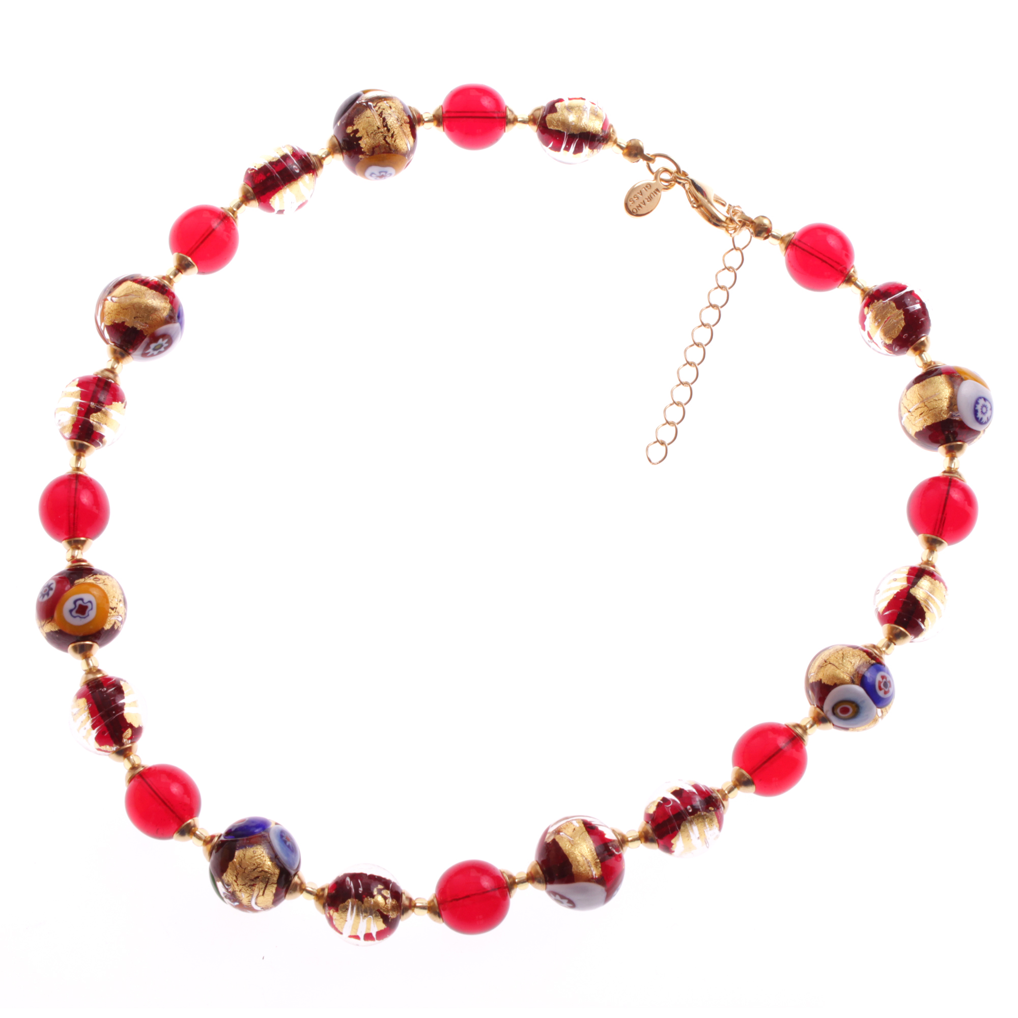 Exklusives Mille Fiori Collier Model "Birna" -rot-gold