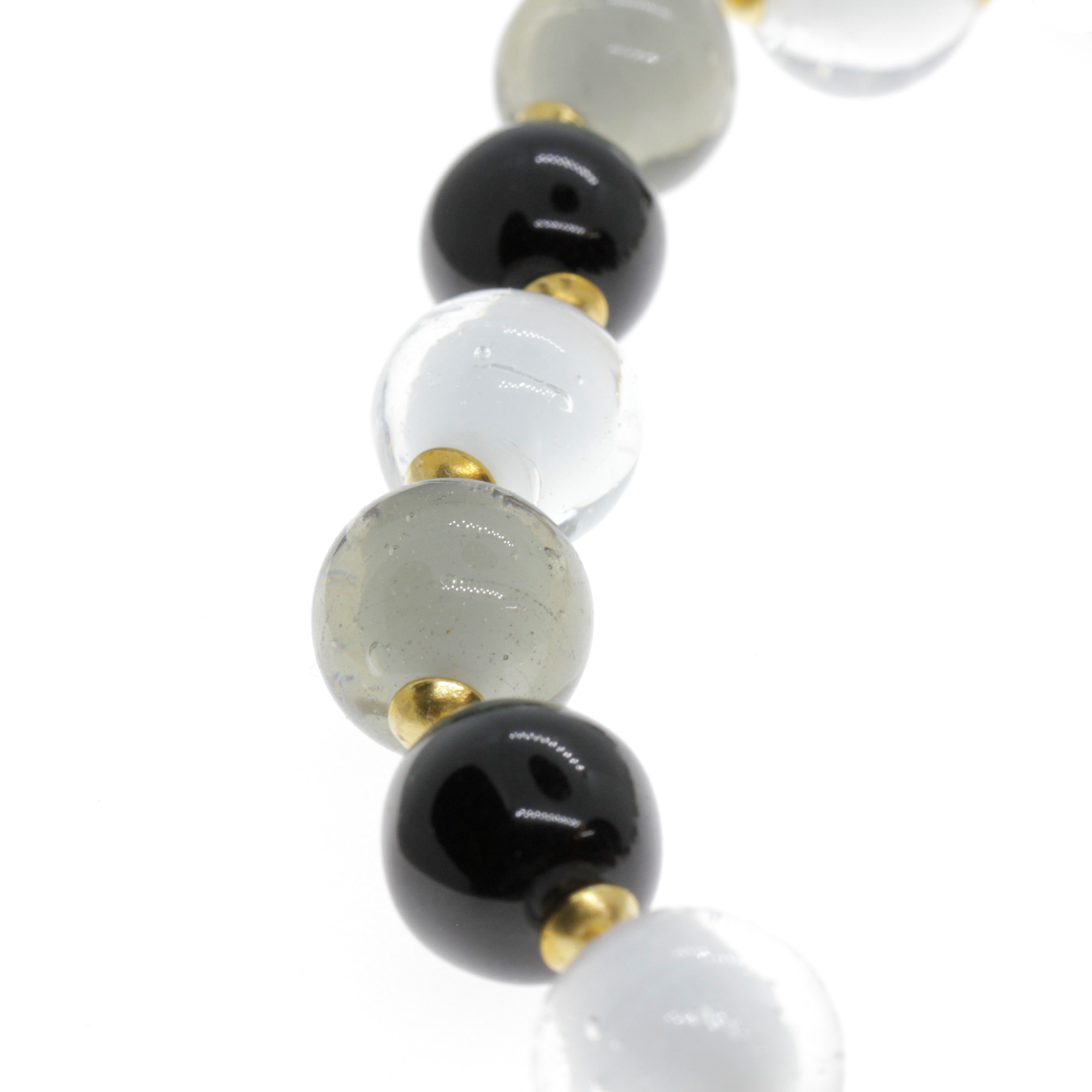 Kugel Collier "Verona" Murano Glas Halskette - schwarz grau