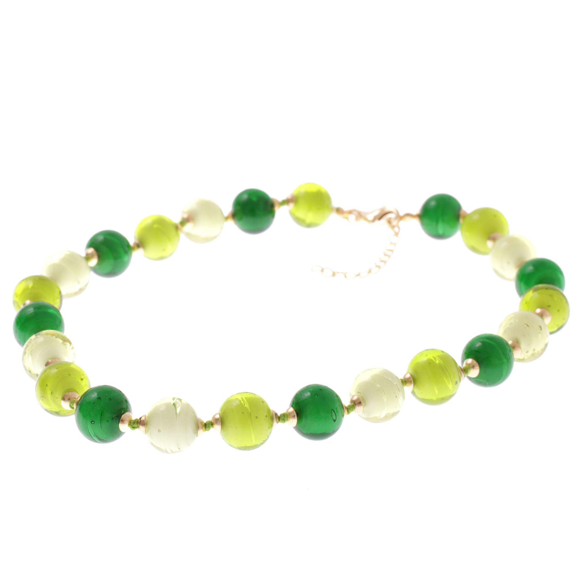 Kugel Collier "Verona" Murano Glas Halskette -grün-gold