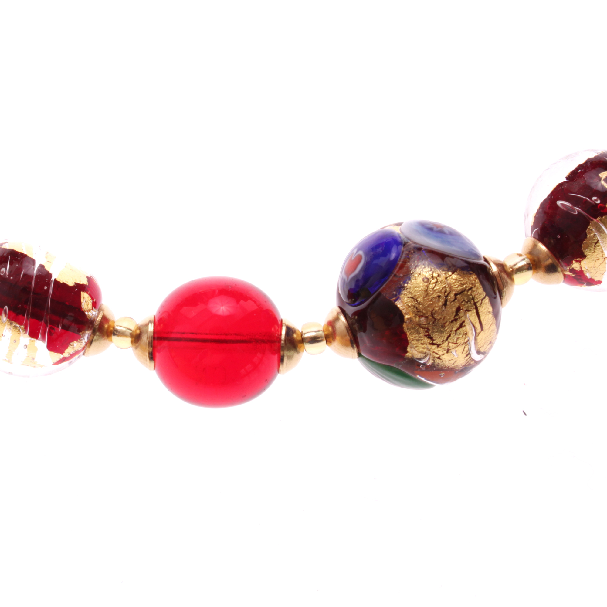 Exklusives Mille Fiori Collier Model "Birna" -rot-gold