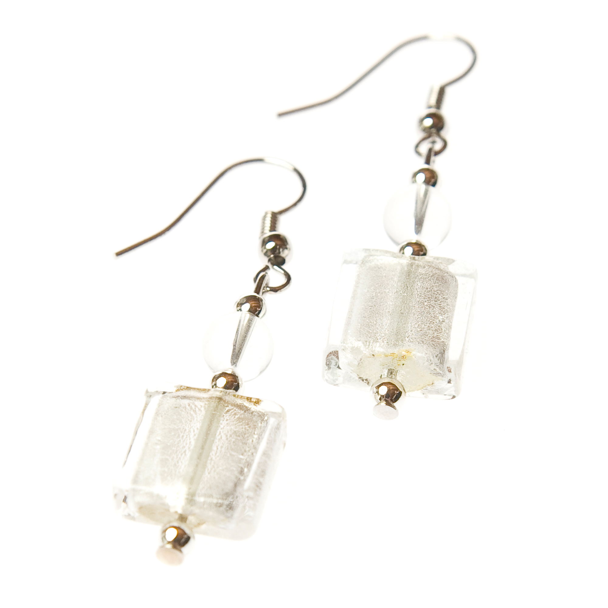 Ohrhaken "Sena" Ohrring Ohrschmuck Murano Glas-silber