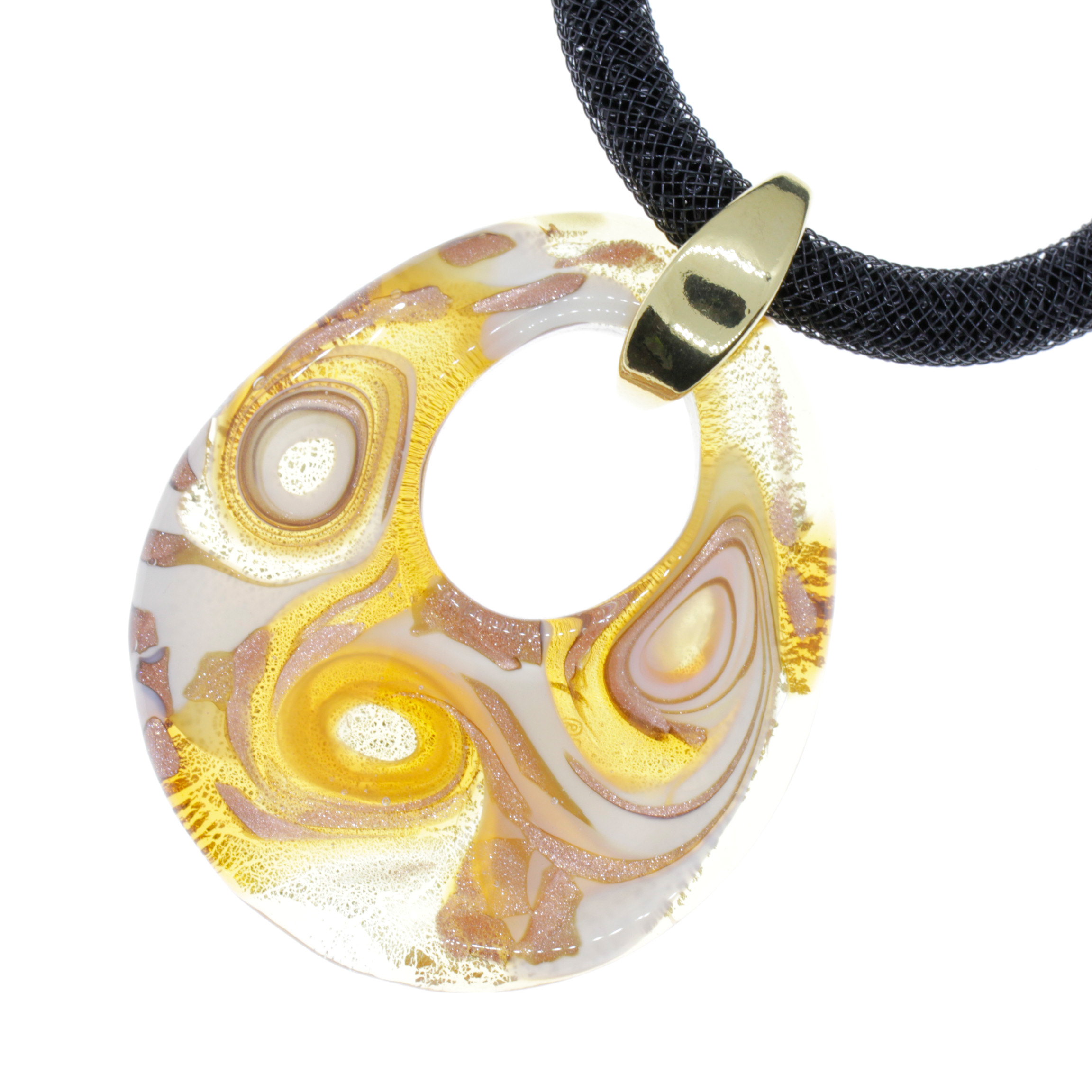 Edles Muranoglas Schmuckstück Model "Grande Galina Deluxe"- amber gold