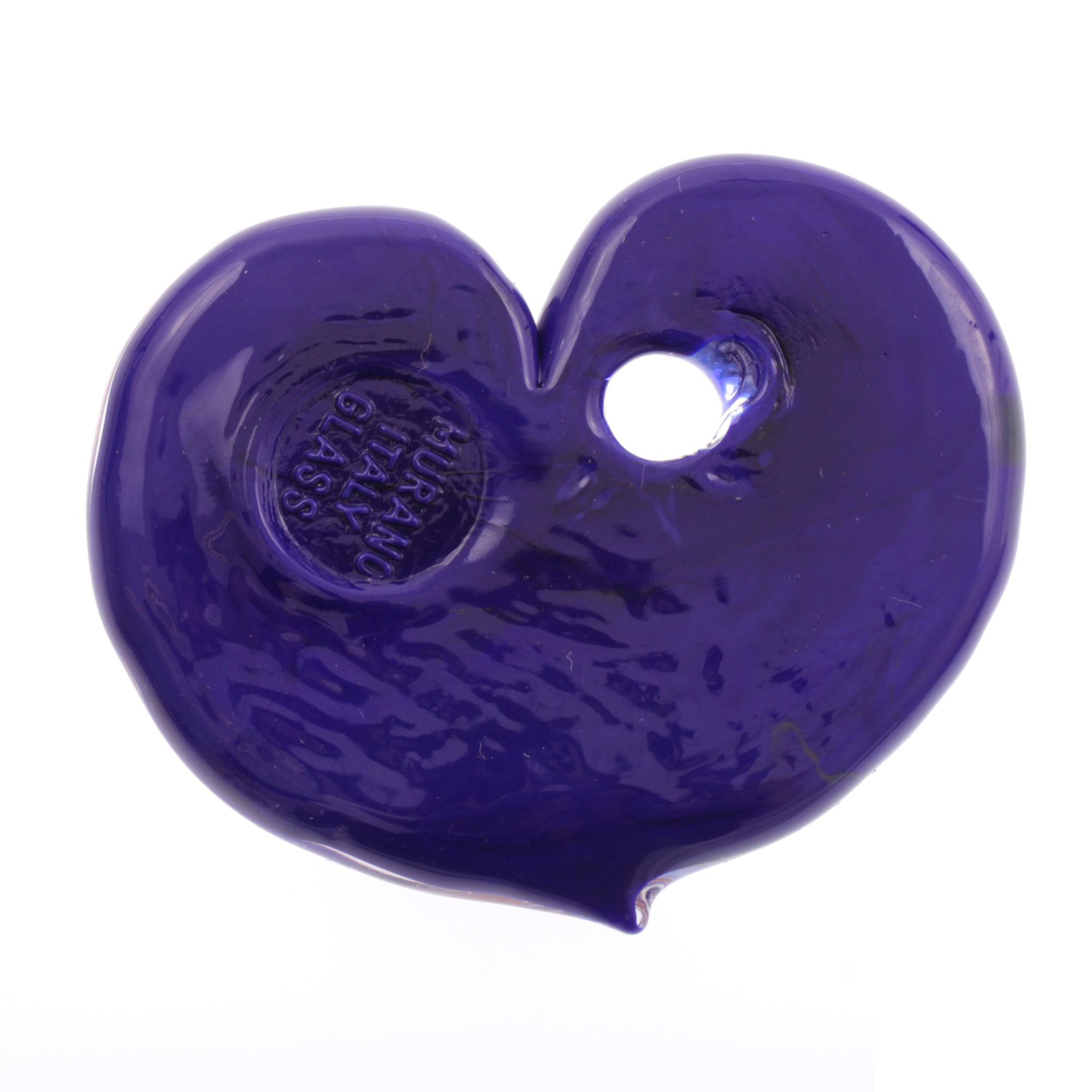 Wundervoll großer Herz Anhänger "Animo" Murano Glas-blau-silber