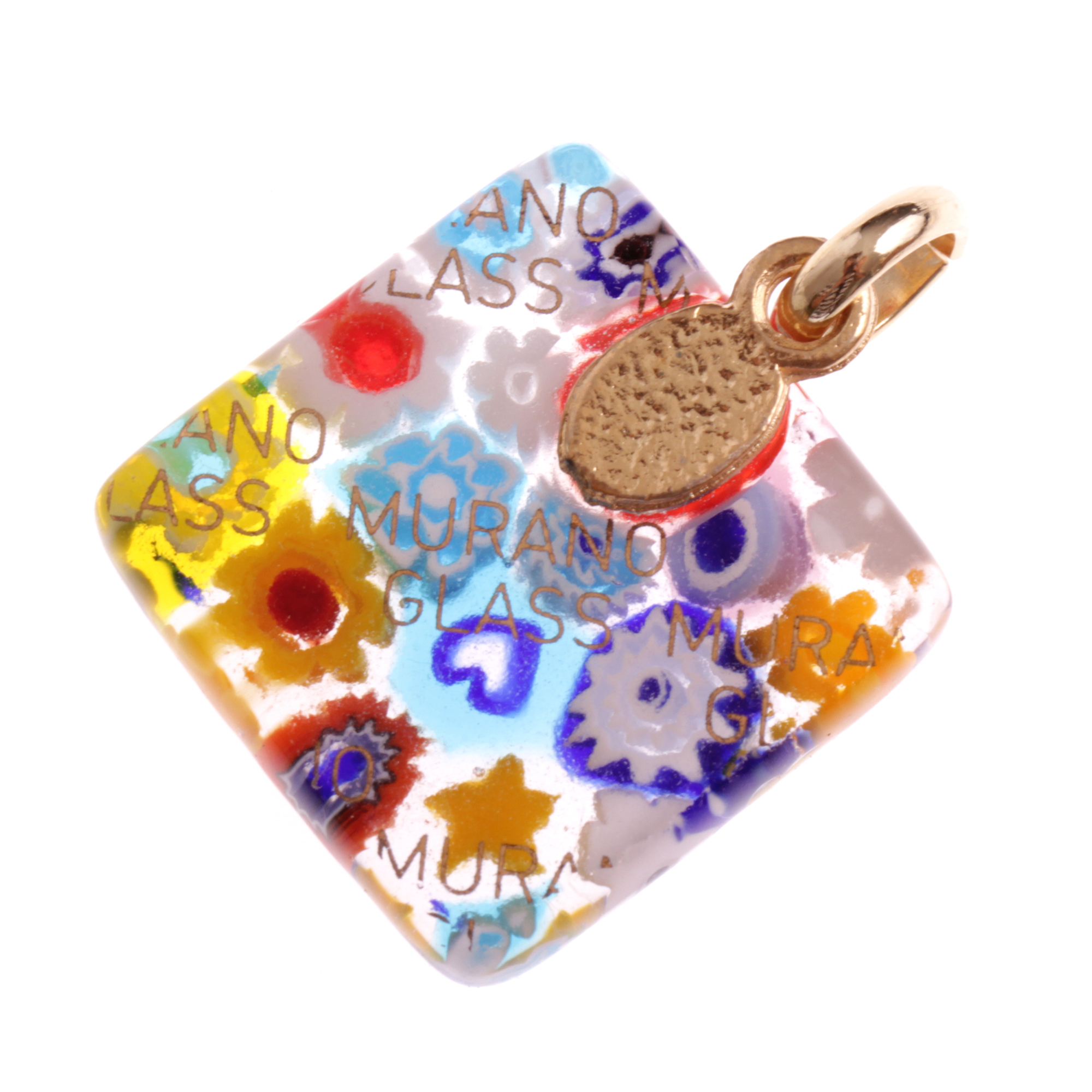 Murano Glas Anhänger "Violetta" -mille fiori gold