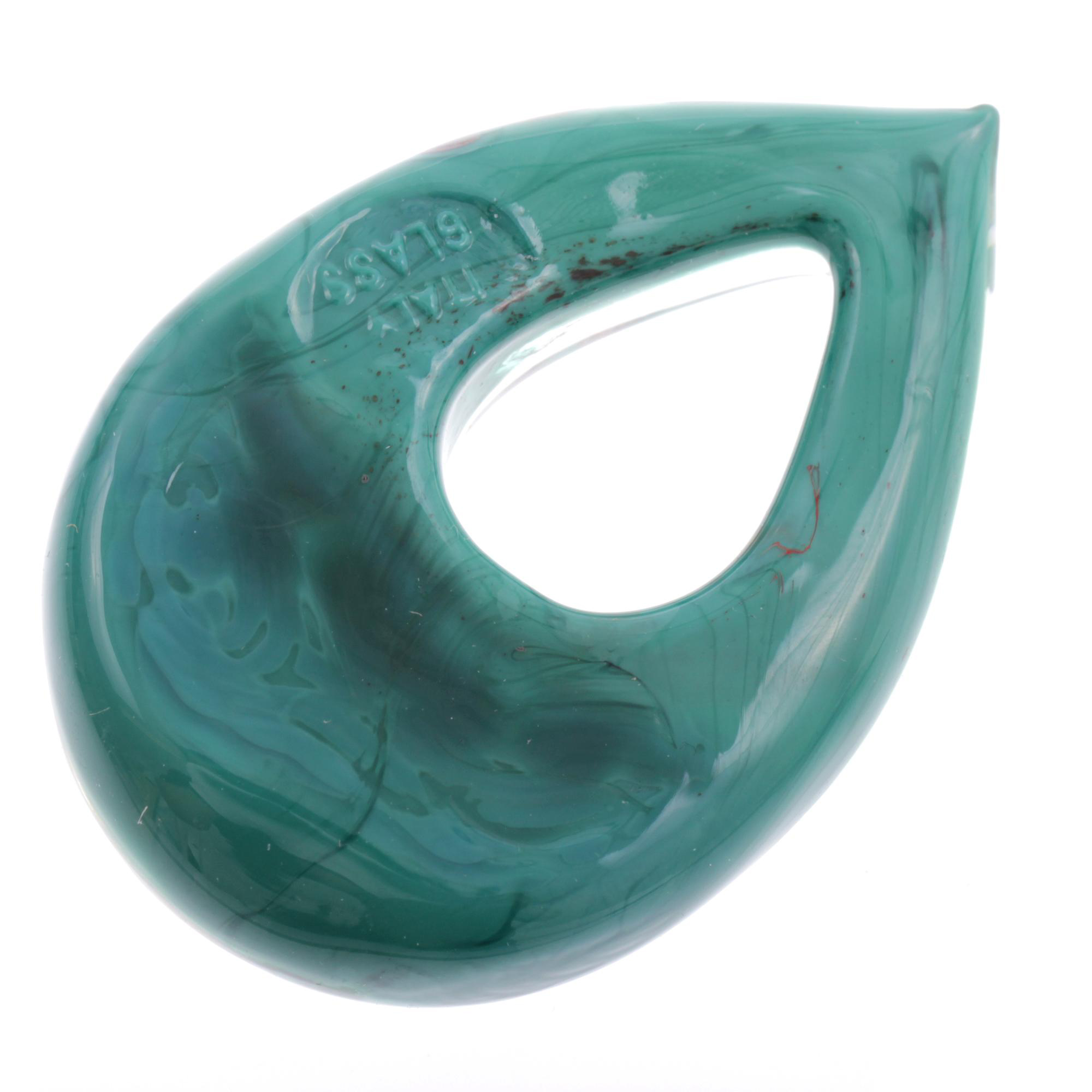 Erlesener Murano Glas Anhänger Model "Drop"-grün-gold
