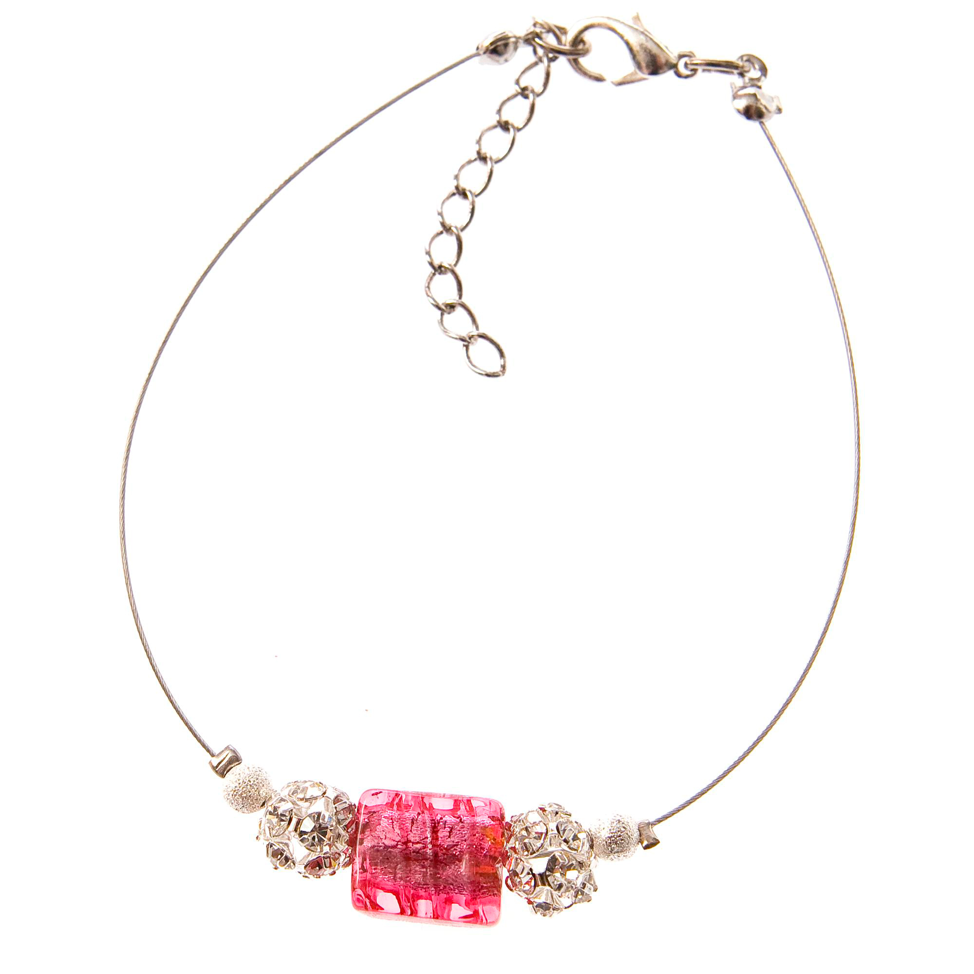 Modisches Murano Glas Armband "Chicago" Armschmuck-rosa-silber
