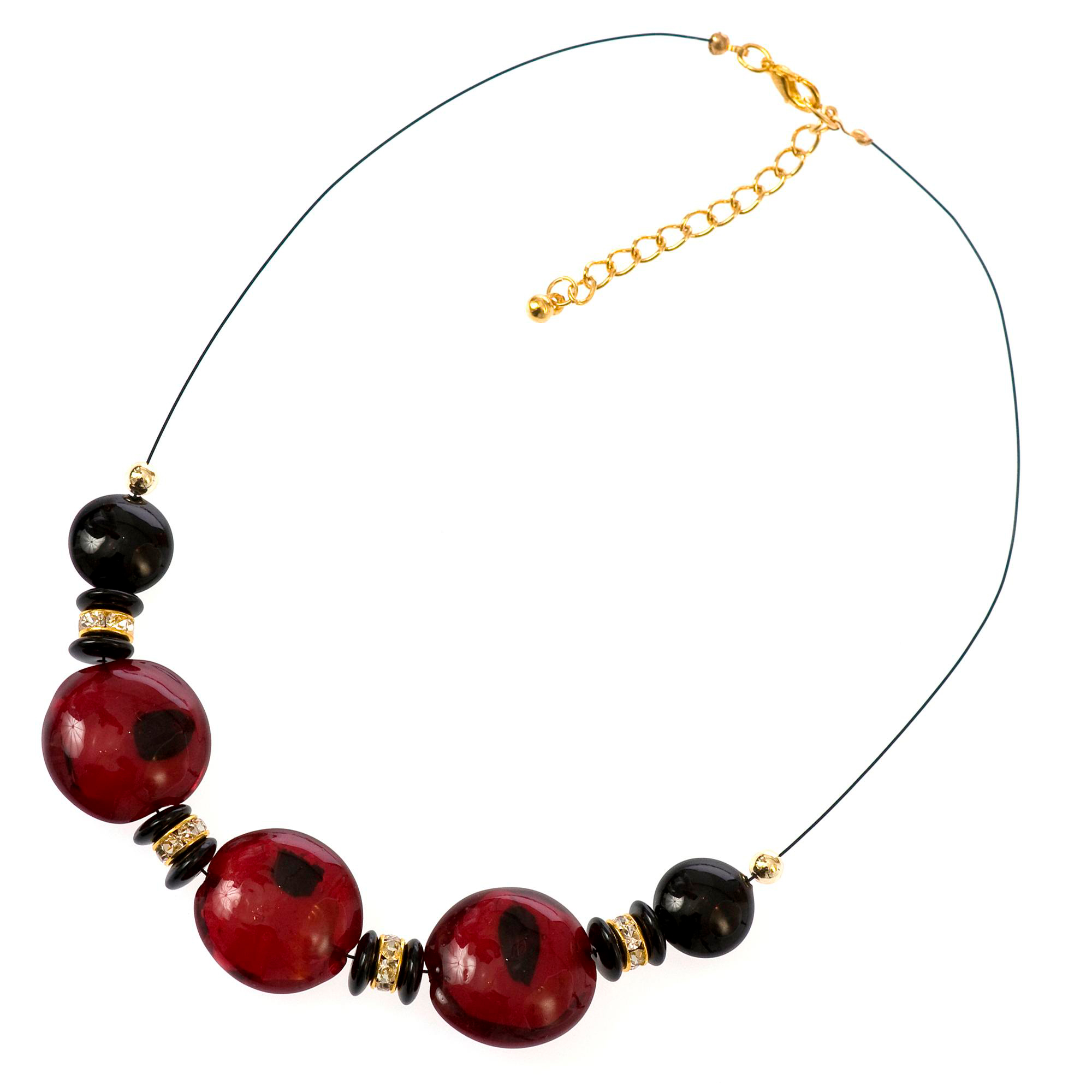 Hinreißendes Murano Glas Collier "Perth" Halskette-rot-gold