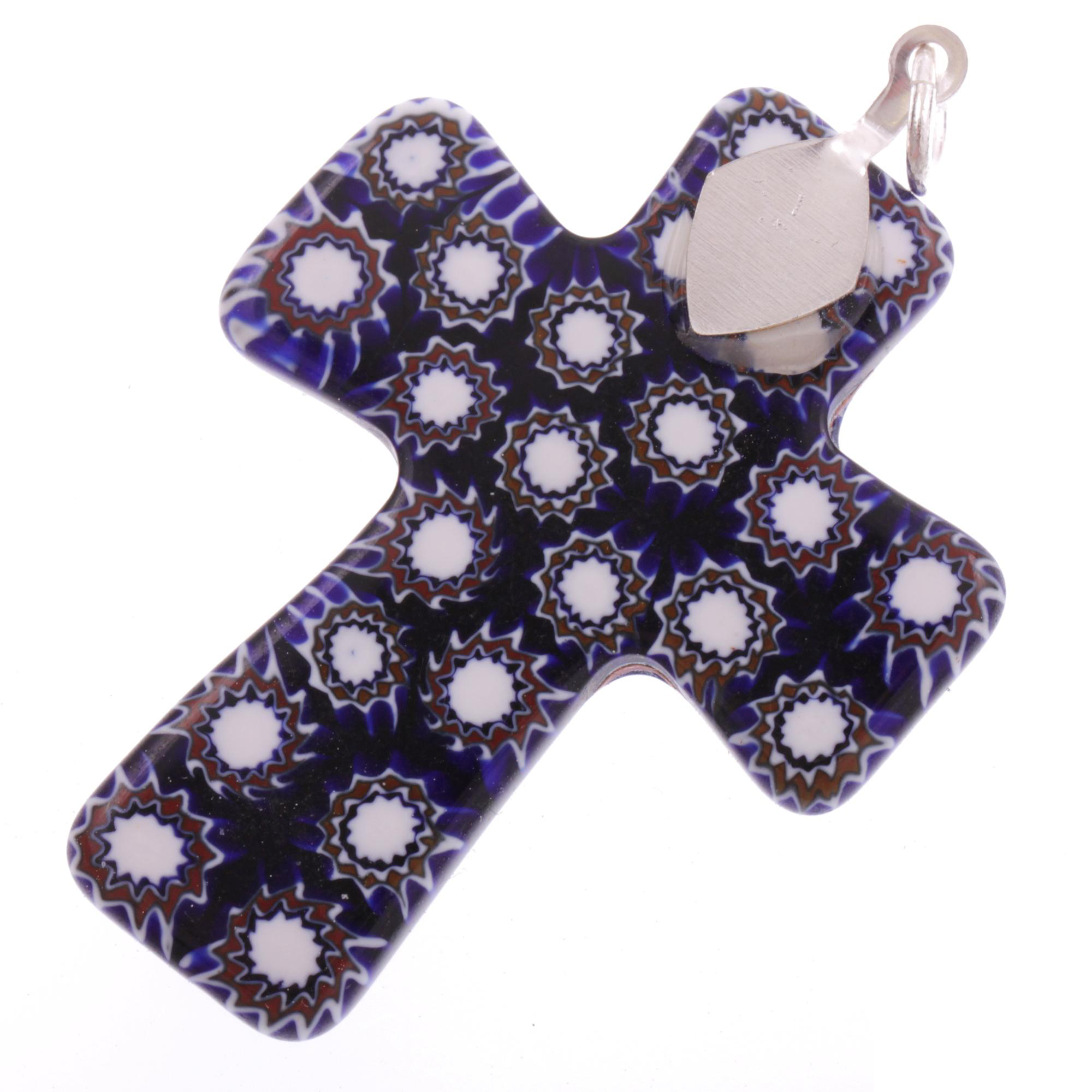 Murano Glas Kreuz Modell "Grand Rood" Mille Fiori-blau-braun