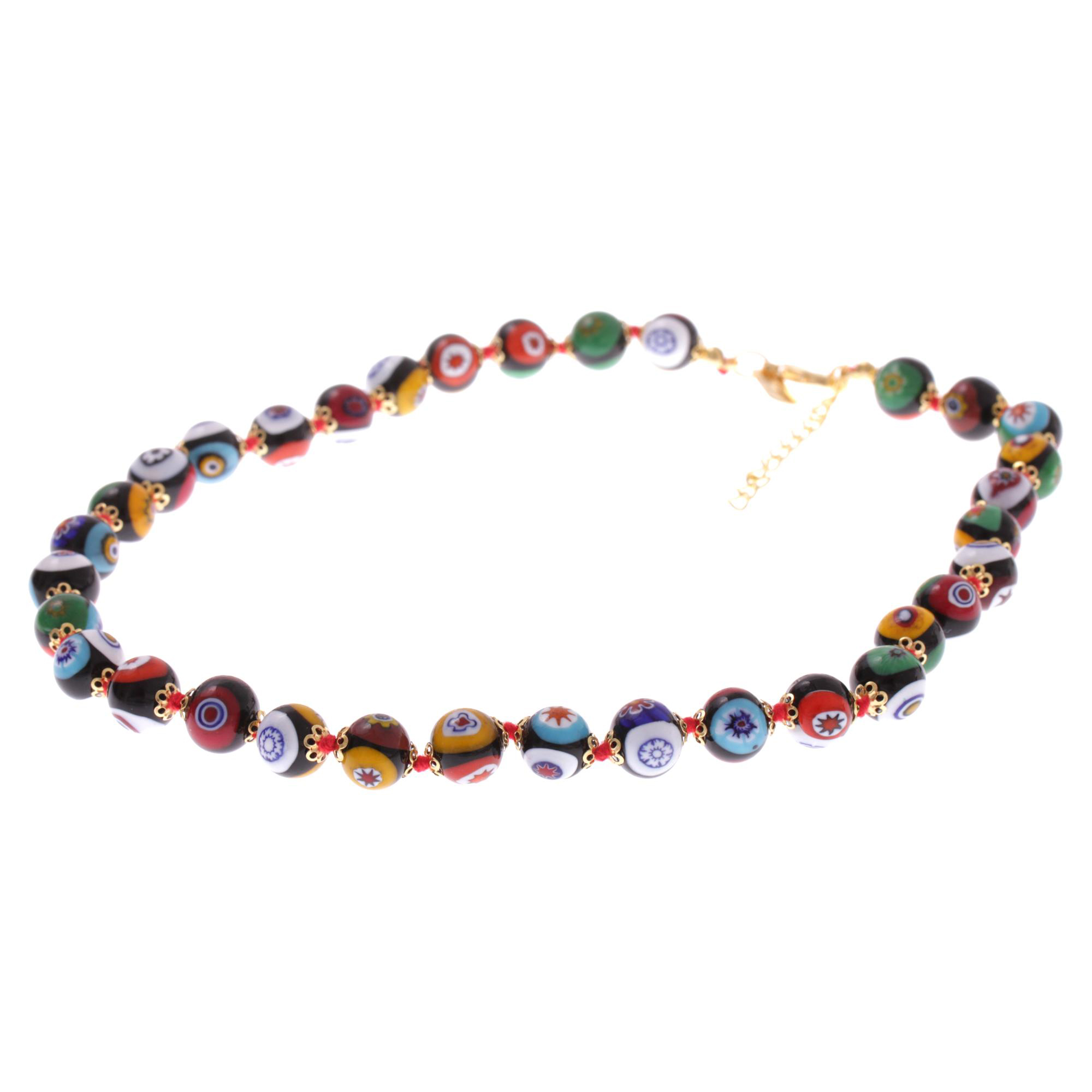 Exklusive Mille Fiori Halskette "Concento" Collier -bunt-gold