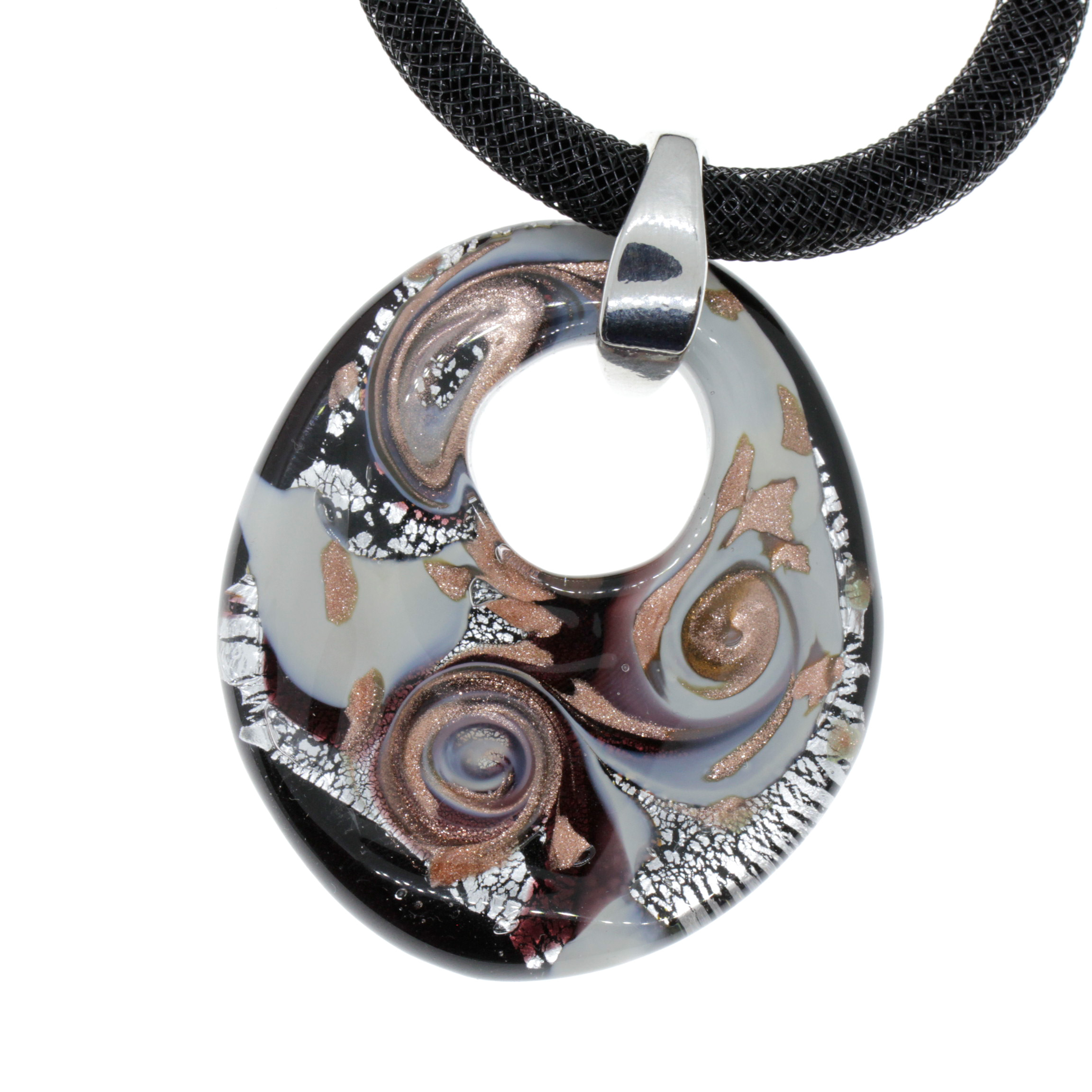 Edles Muranoglas Schmuckstück Model "Grande Galina Deluxe"- lila silber
