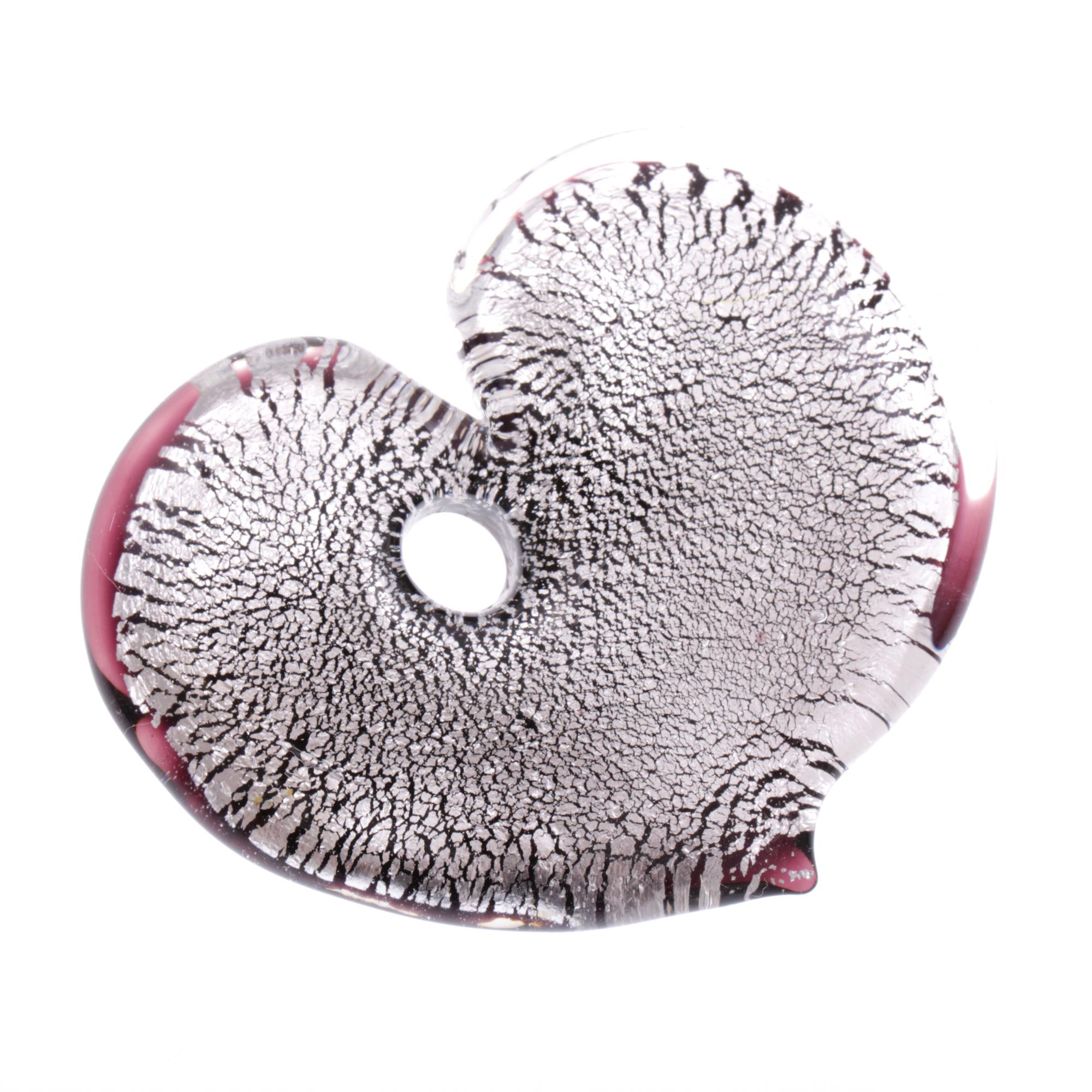 Wundervoll großer Herz Anhänger "Animo" Murano Glas-silber