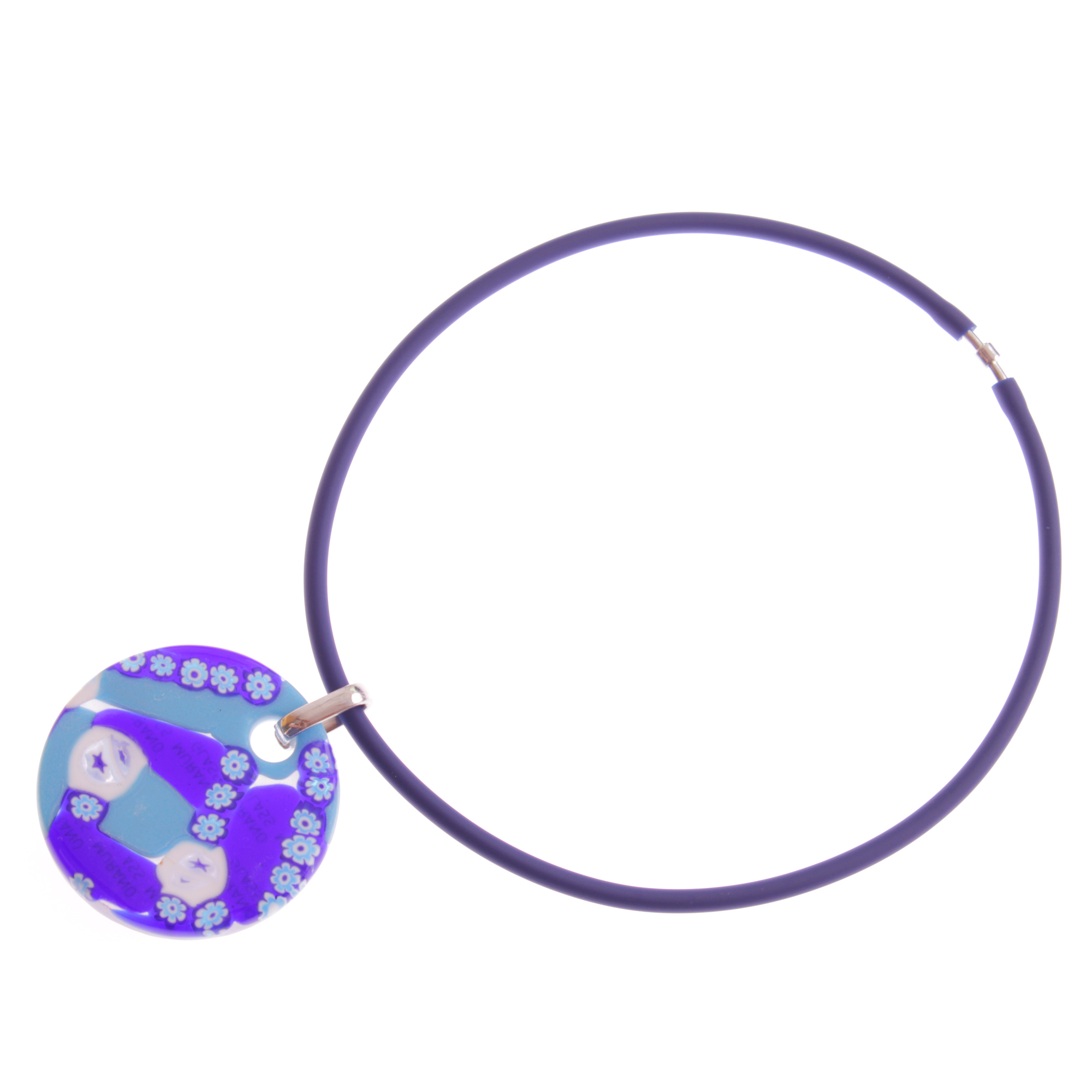 Muranoglas Medaillon Mille Fiori Model "Abril"-blau