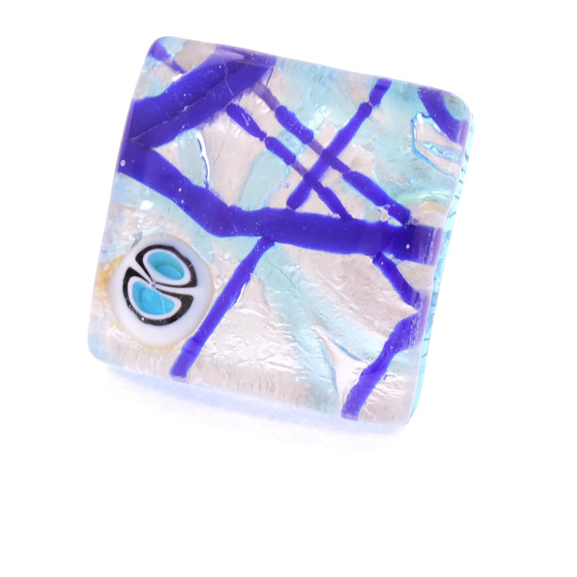 Echter Murano Glas Ring "Sogno" -blau-silber