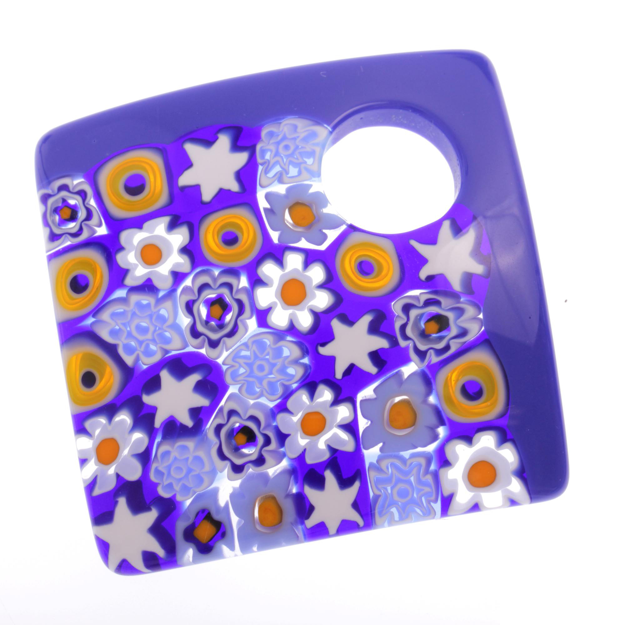 Modell "Lola" Murano Glas Anhänger mit echter Mille Fiori-blau
