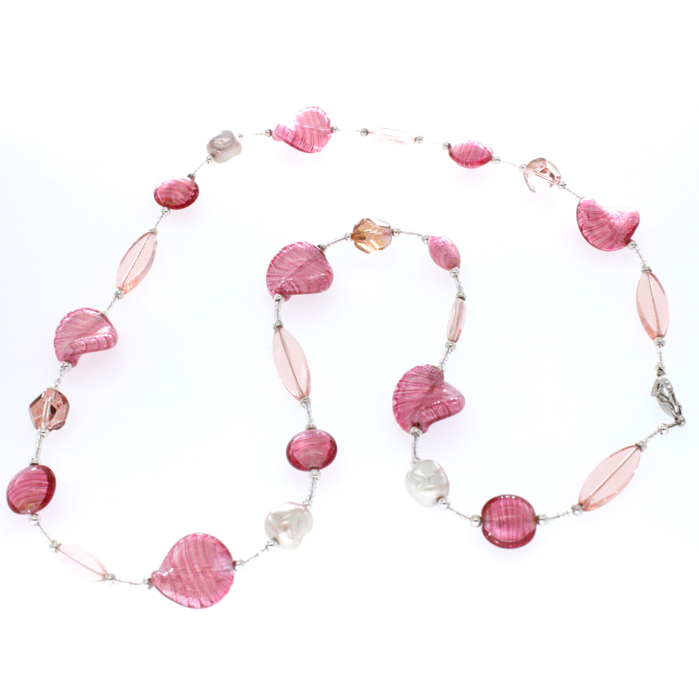 Collier Azalee - echtes Muranoglas! - silber rosa Collier Azalee - echtes Muranoglas! - silber rosa