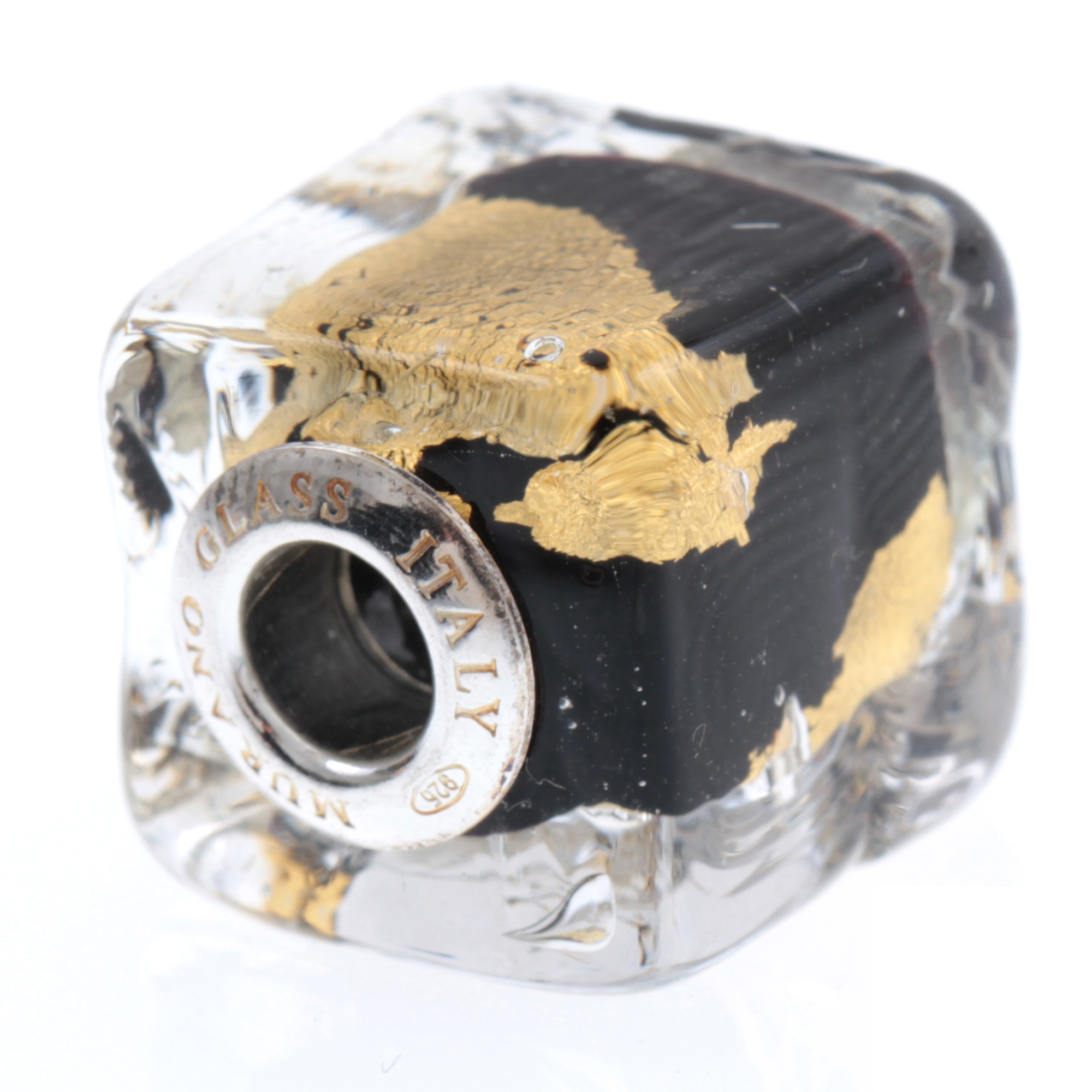 Murano Glas Bead "Rettangolo" Charm-schwarz Murano Glas Bead "Rettangolo" Charm-schwarz