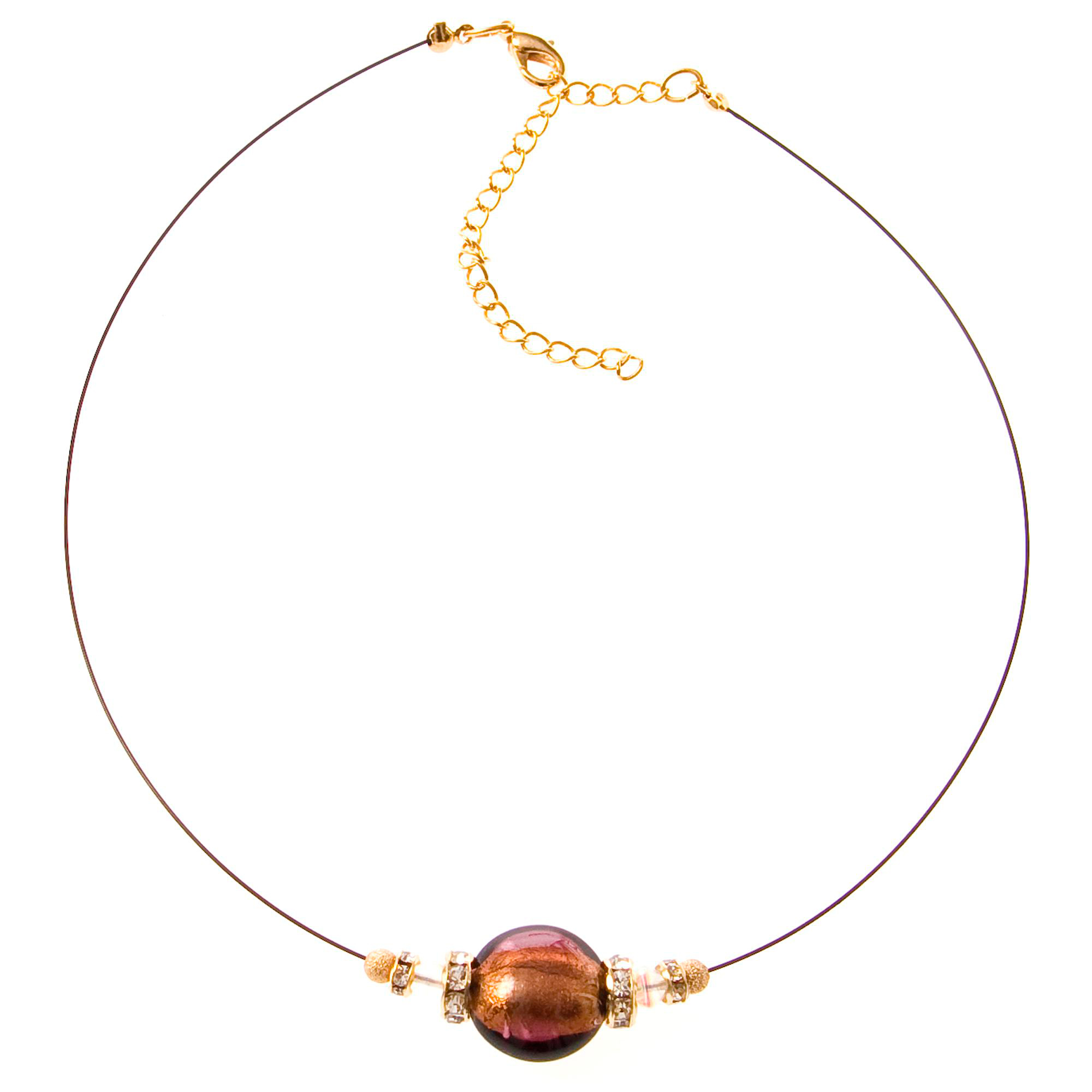 Tolles Murano Glas Collier "New York" Halskette-dark-amethist