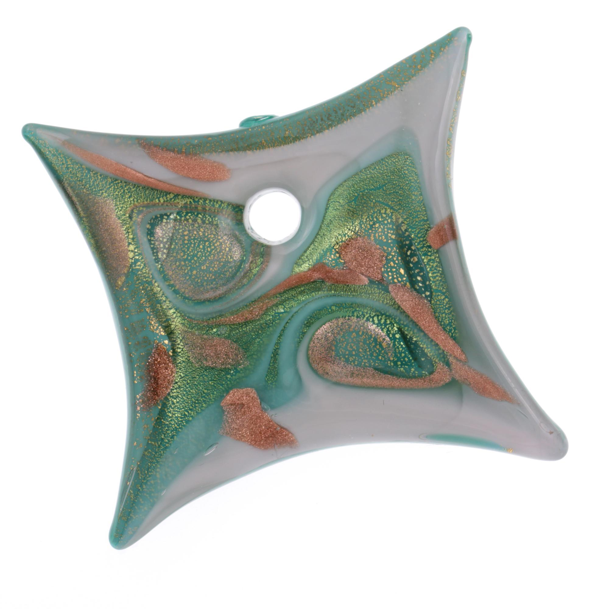 Exquisiter Murano Glas Anhänger "Losanga" -grün-gold