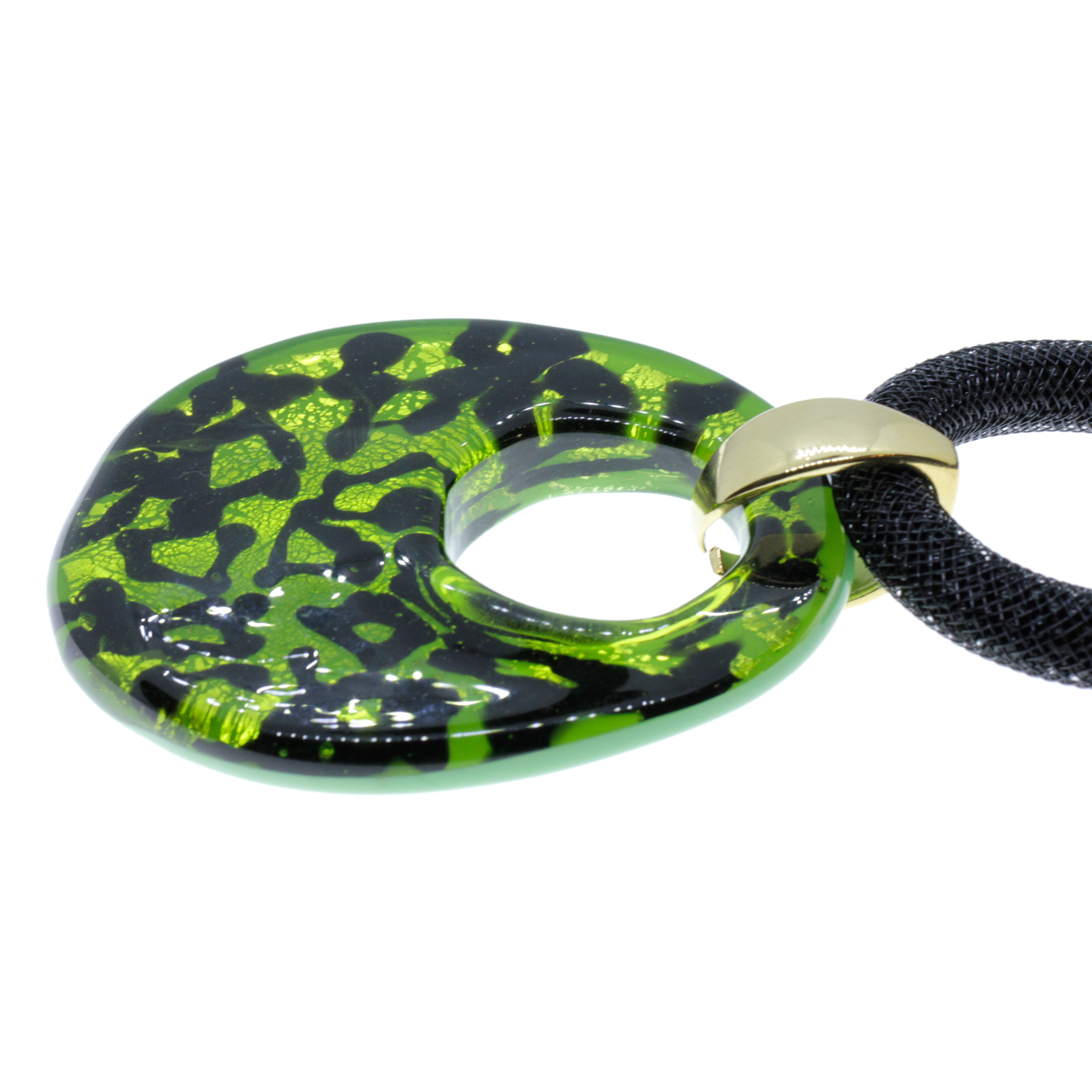 Edles Muranoglas Schmuckstück Model "Grande Galina Deluxe"- grün schwarz