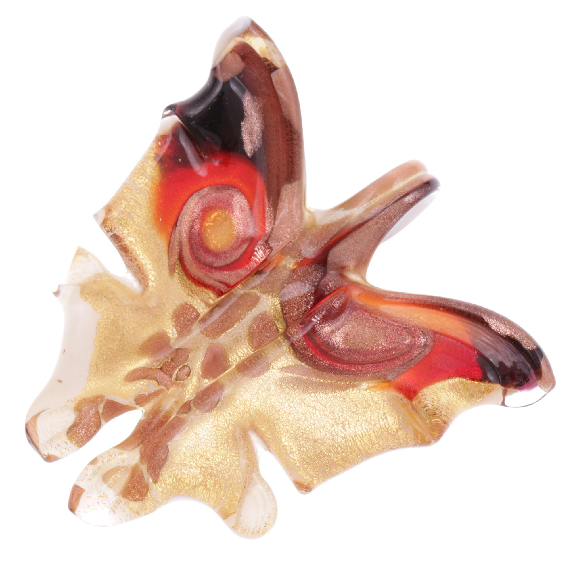 Ein Murano Glas Schmetterling "Farfalla" Anhänger-rot-gold