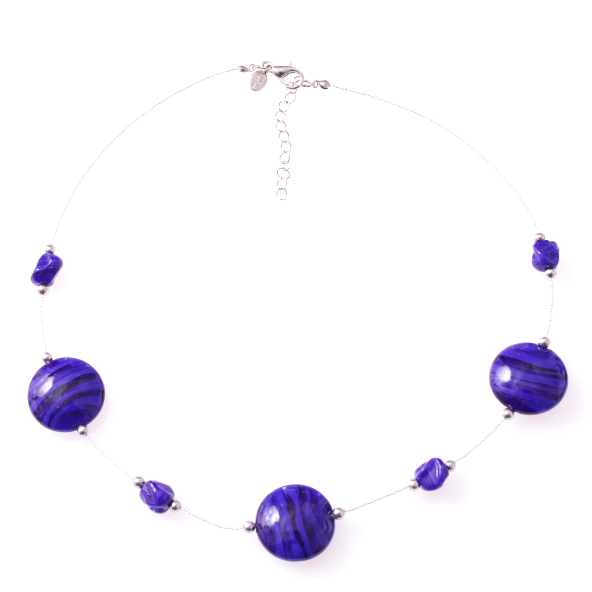 Ein Muranoglas Collier zum verlieben Model "Astana" -dunkelblau-silber