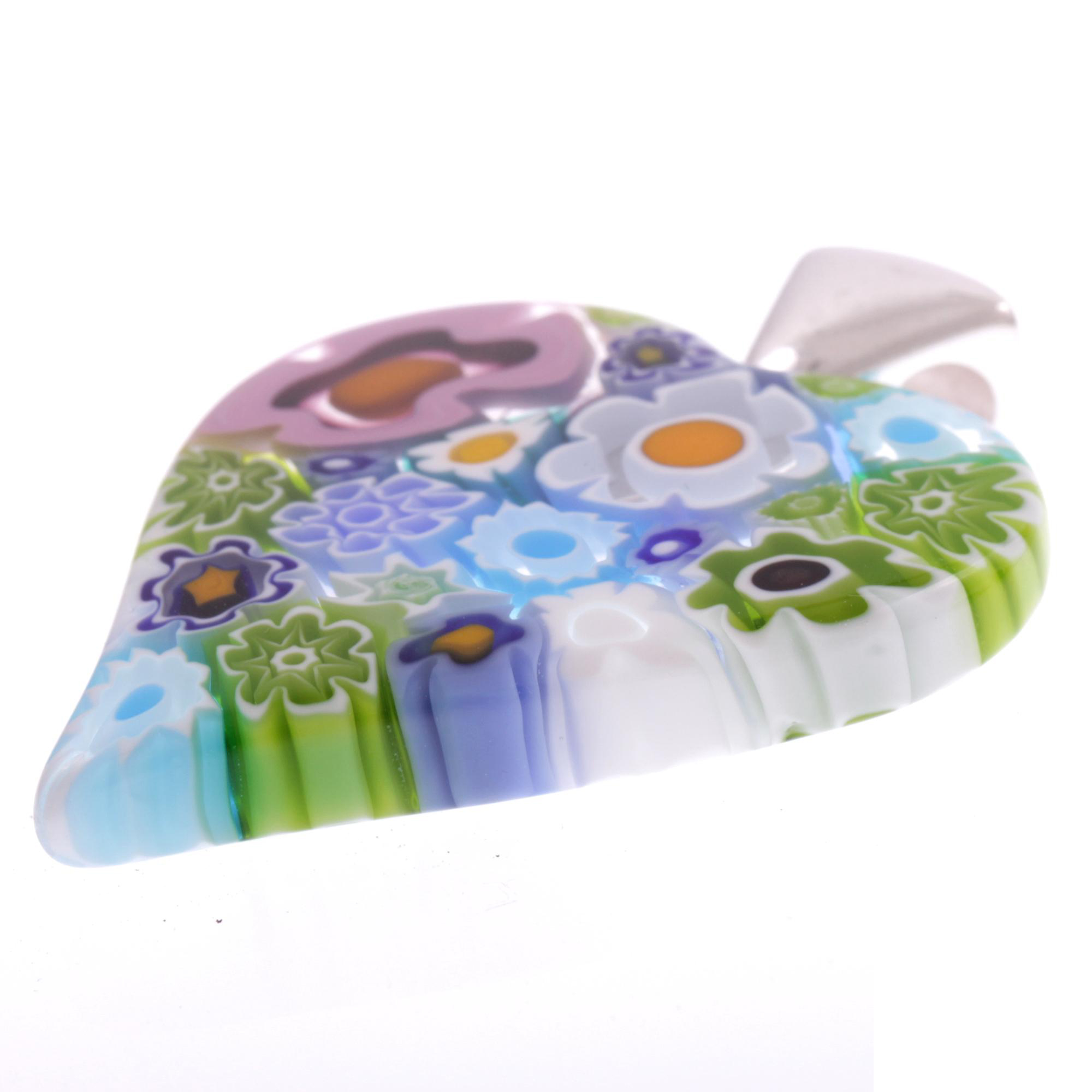 Edles Murano Glas Herz "Milena II" Mille Fiori Anhänger -Pastell bunt