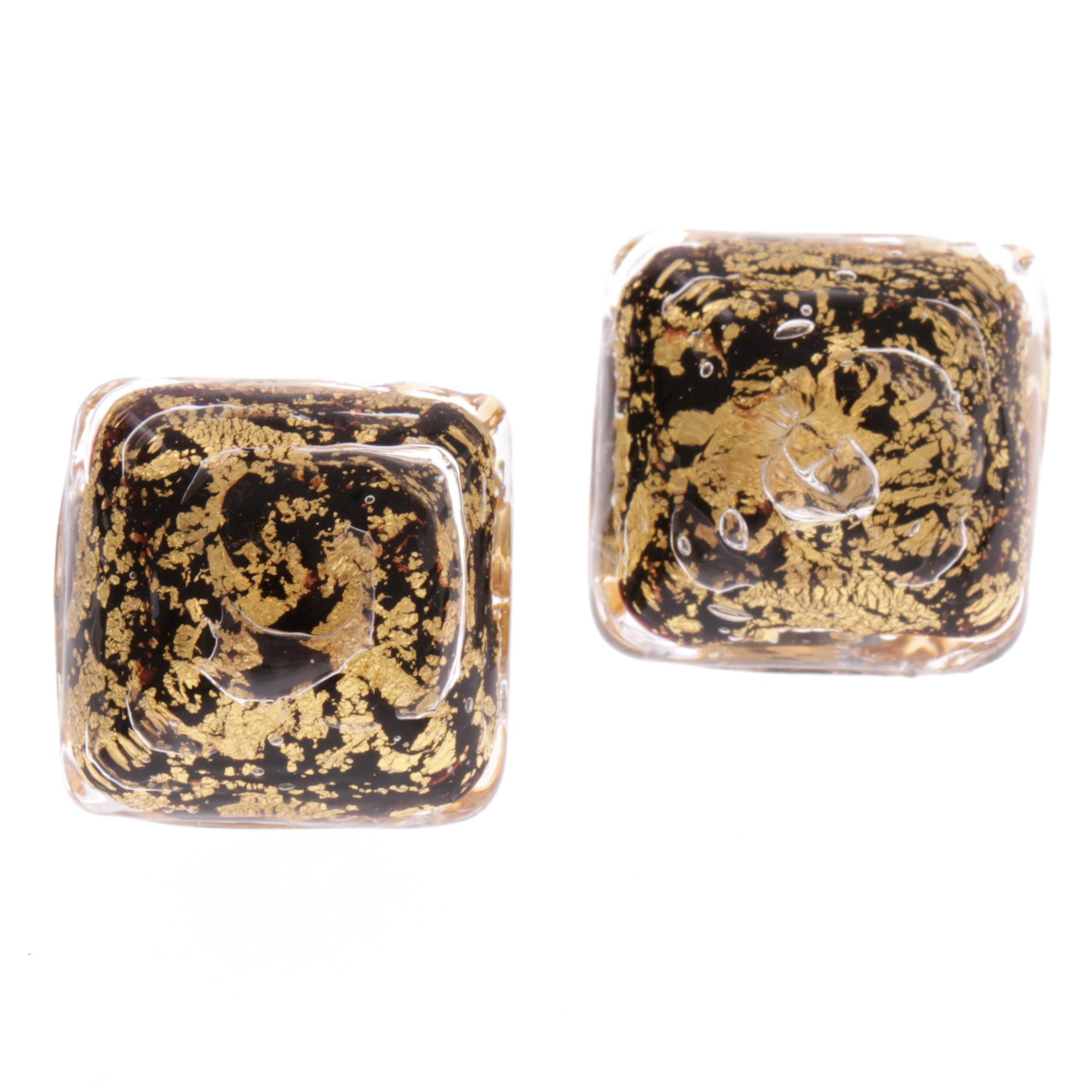 Ohrclip aus echtem Muranoglas  "Mandy"-schwarz-gold