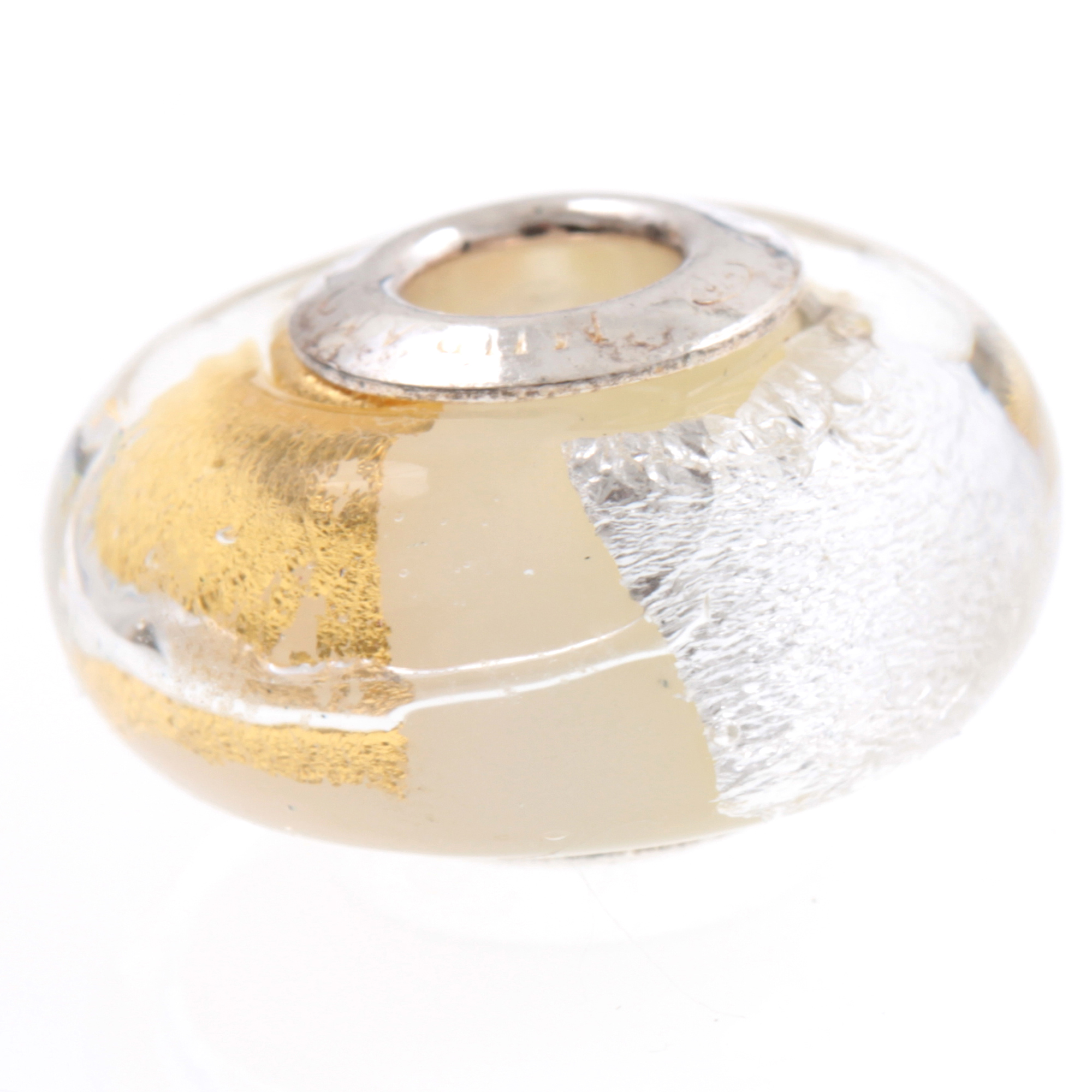 Murano Glas Bead "Ciclo" mit 925 Silber Fassung-weiss Murano Glas Bead "Ciclo" mit 925 Silber Fassung-weiss