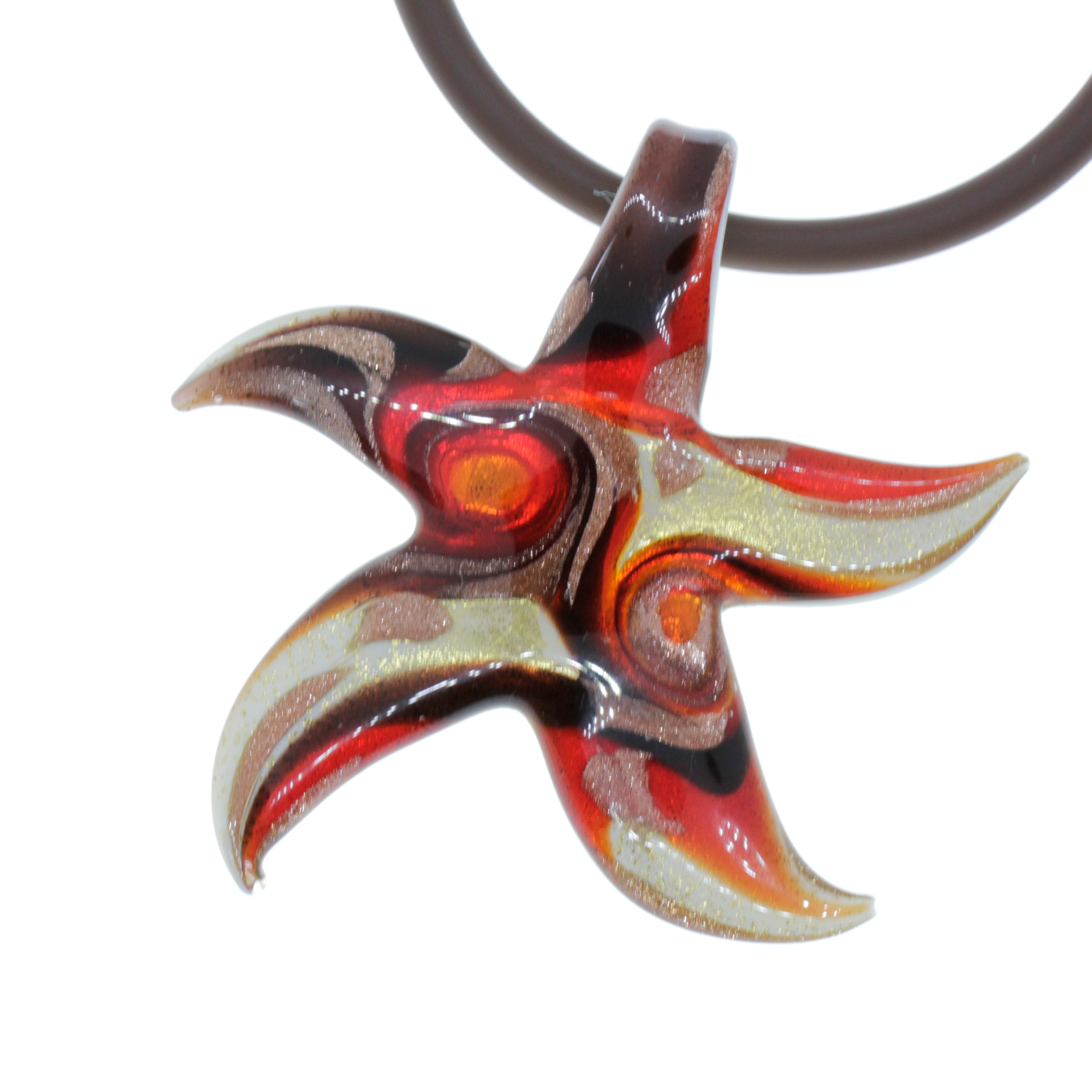 Murano Glas Seestern "Facella" Anhänger-rot-gold
