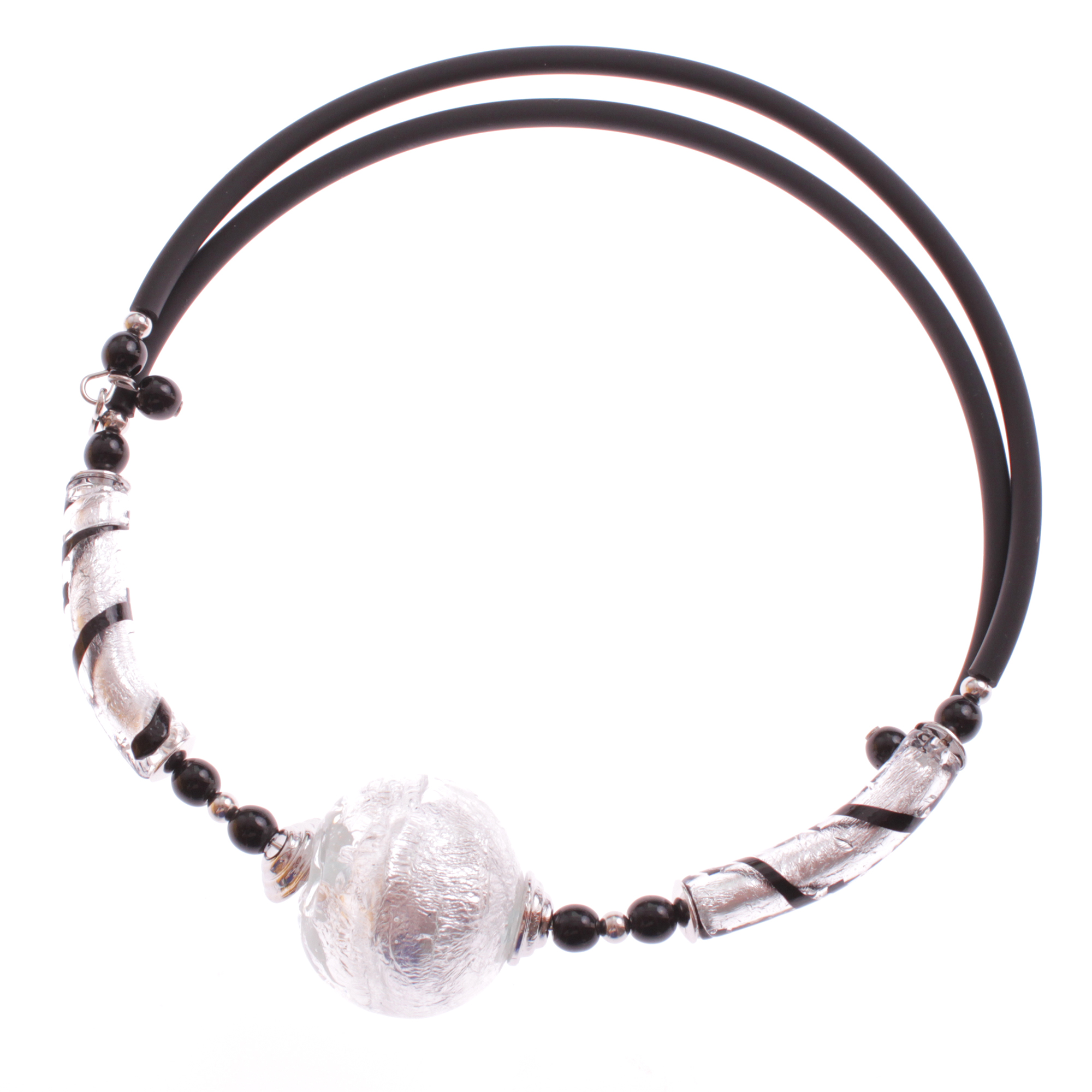 Flexibles Collier der Extraklasse Model "Zoey"-schwarz-silber