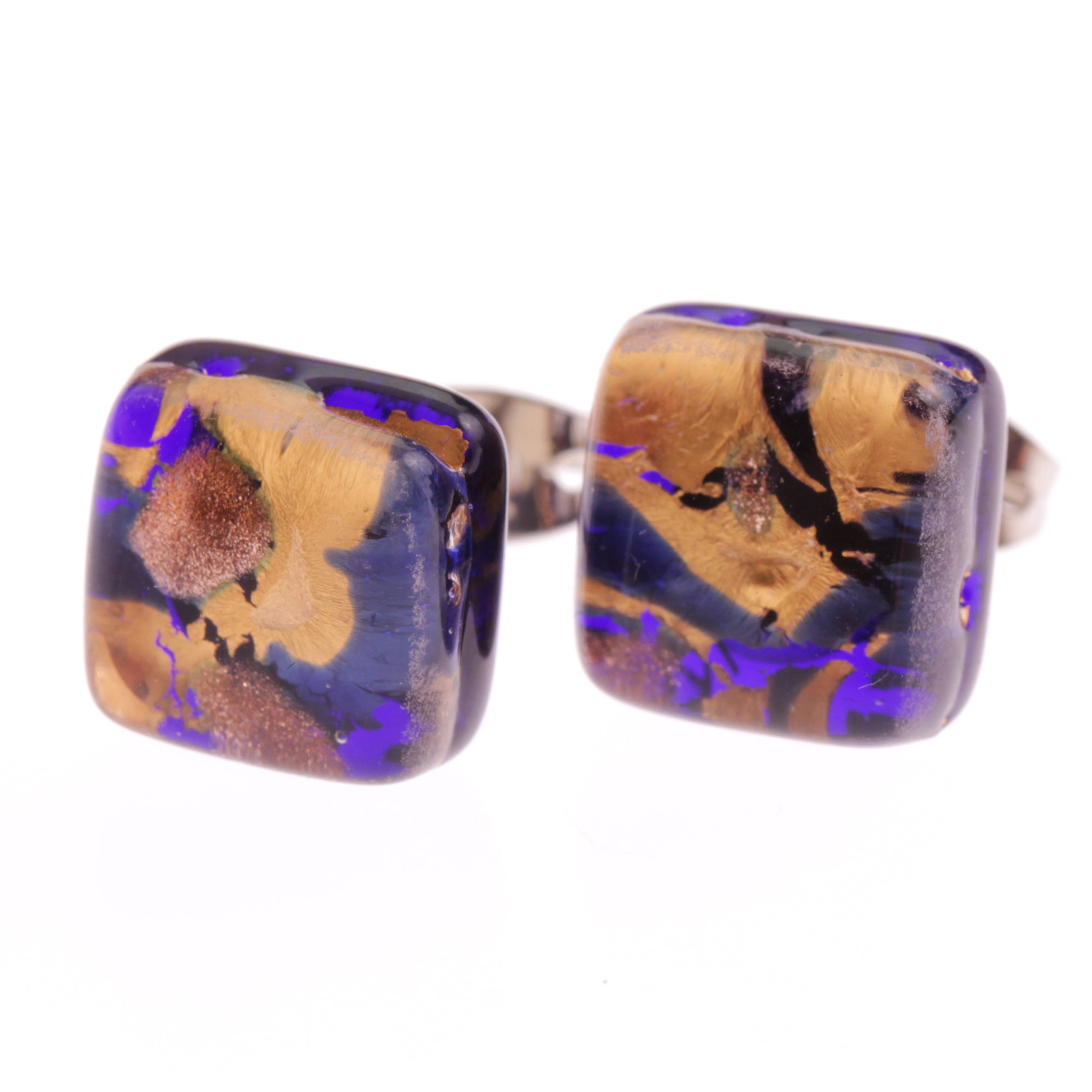 Ohrstecker Murano Glas "Jolanda" Ohrschmuck-dunkelblau-gold