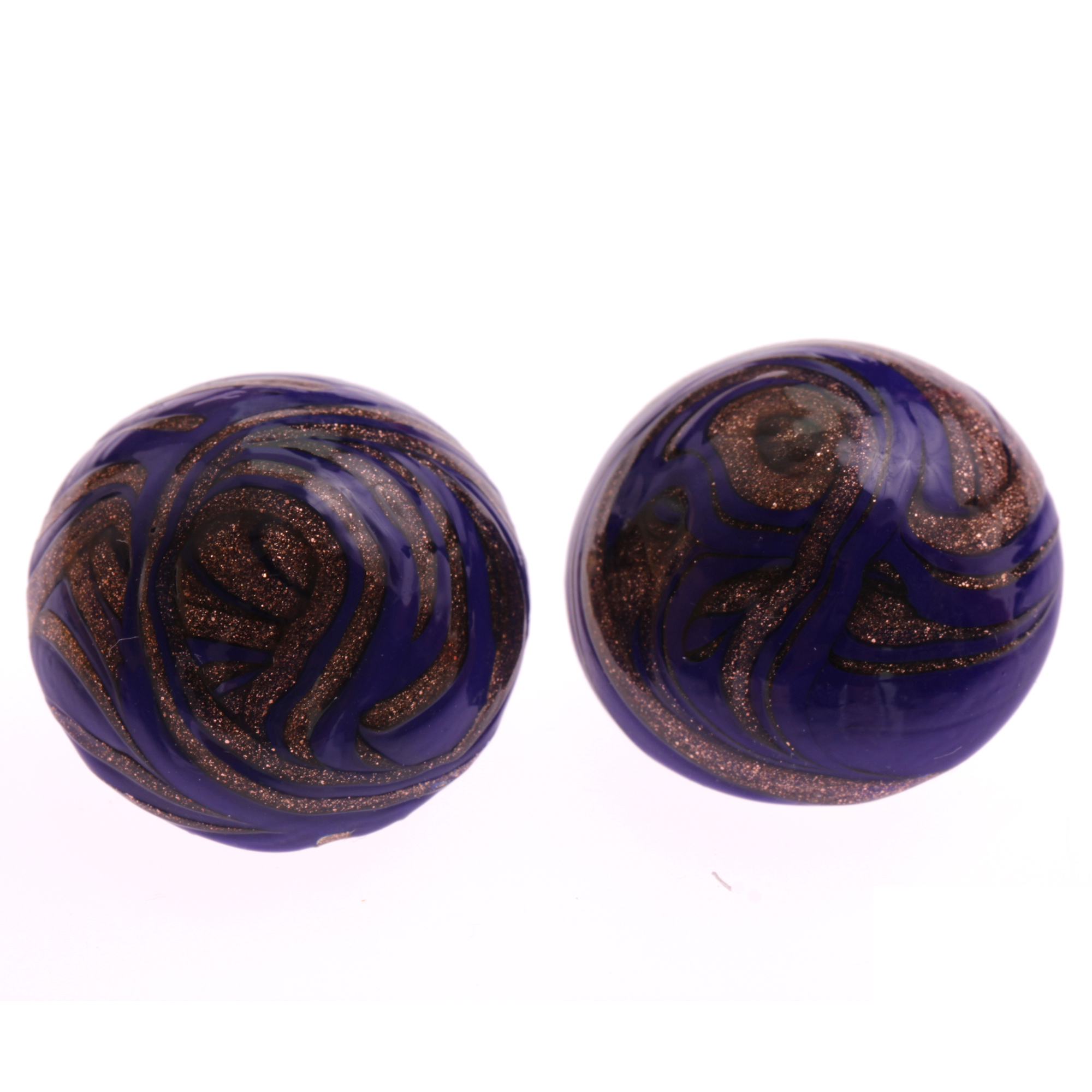 Großer Muranoglas Ohrclip mit viel Kupfer Model "Lilou" -blau Großer Muranoglas Ohrclip mit viel Kupfer Model "Lilou" -blau
