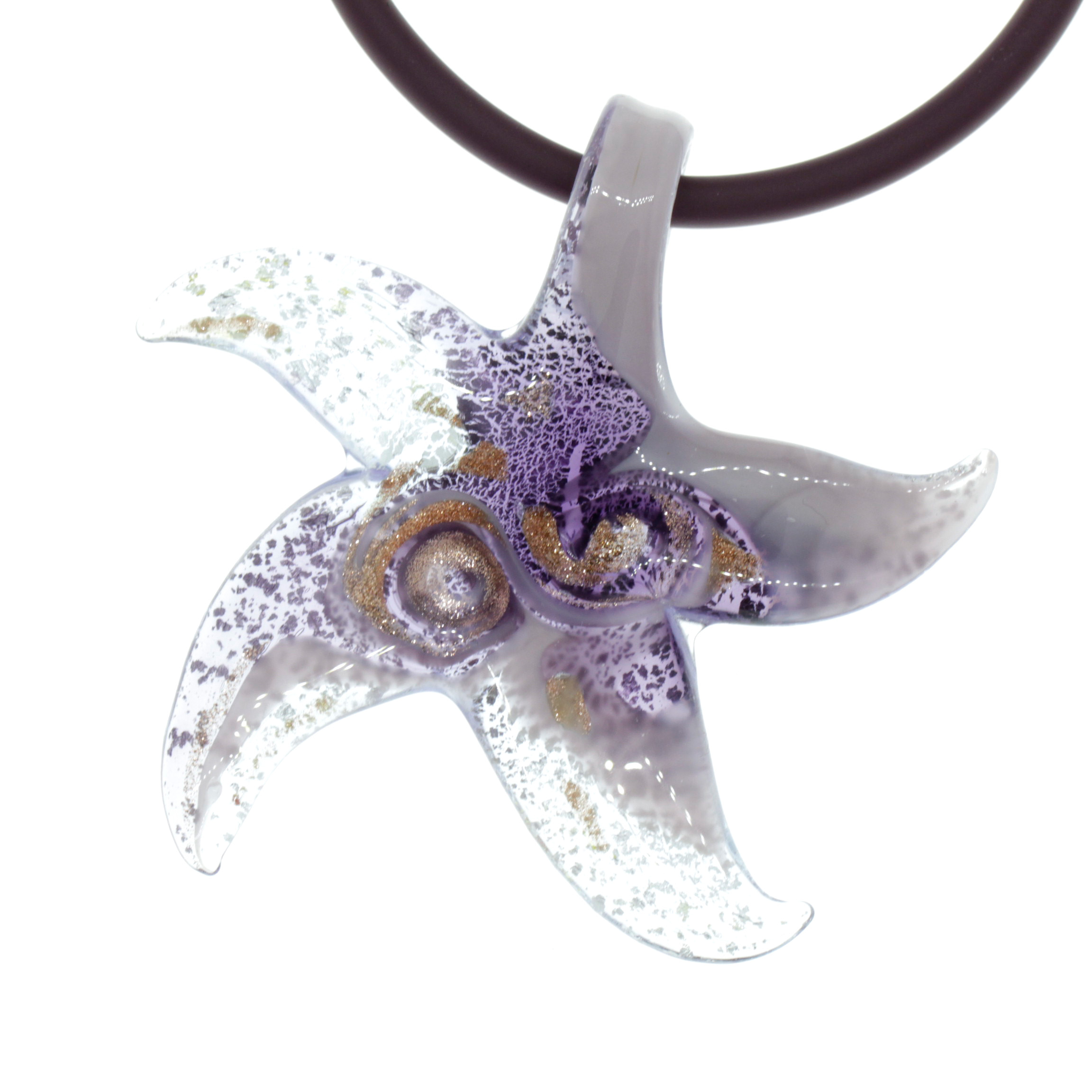 Murano Glas Seestern "Facella" Anhänger-amethist-silber
