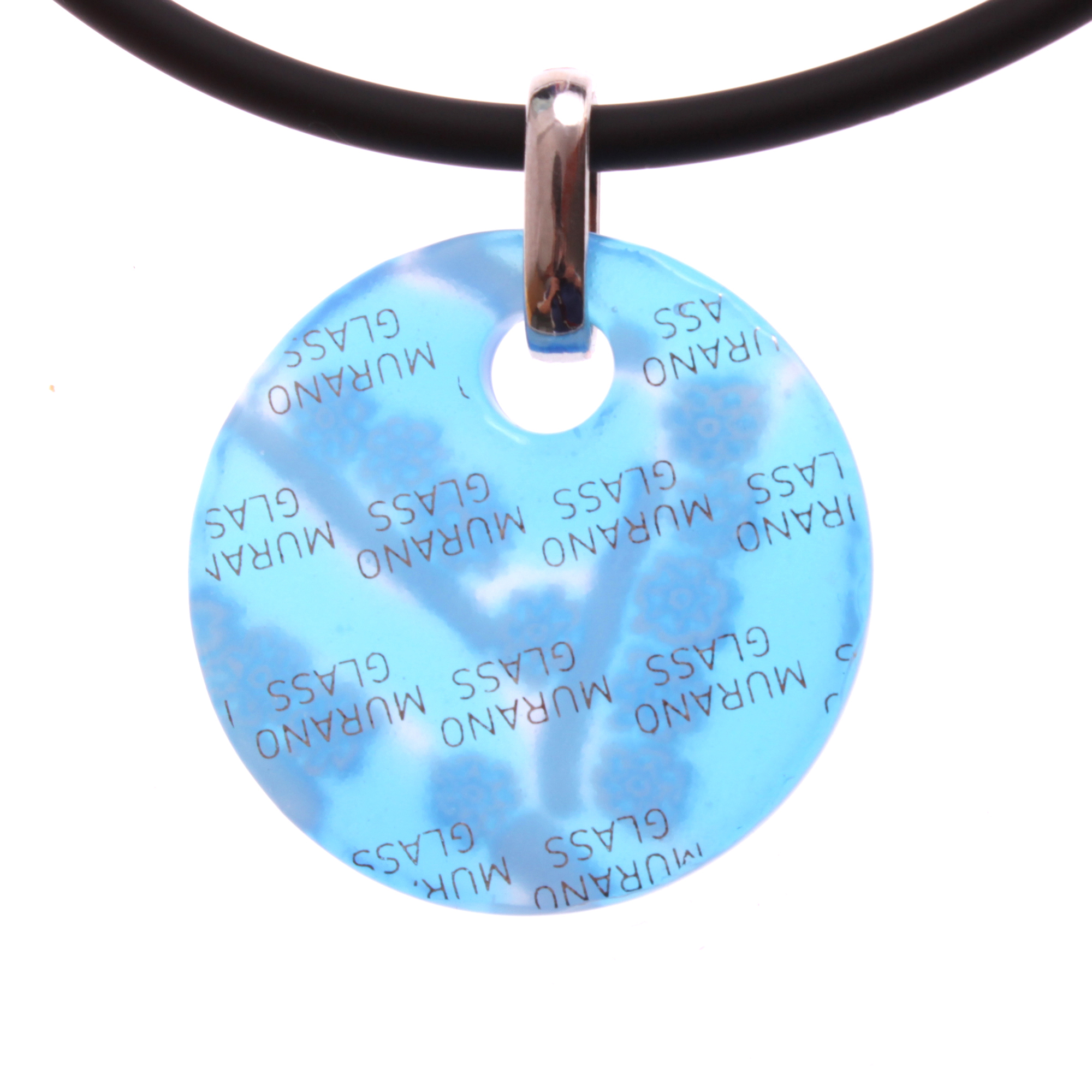 Kleines Mille Fiori Medaillon Model "Picco Abril" -hellblau