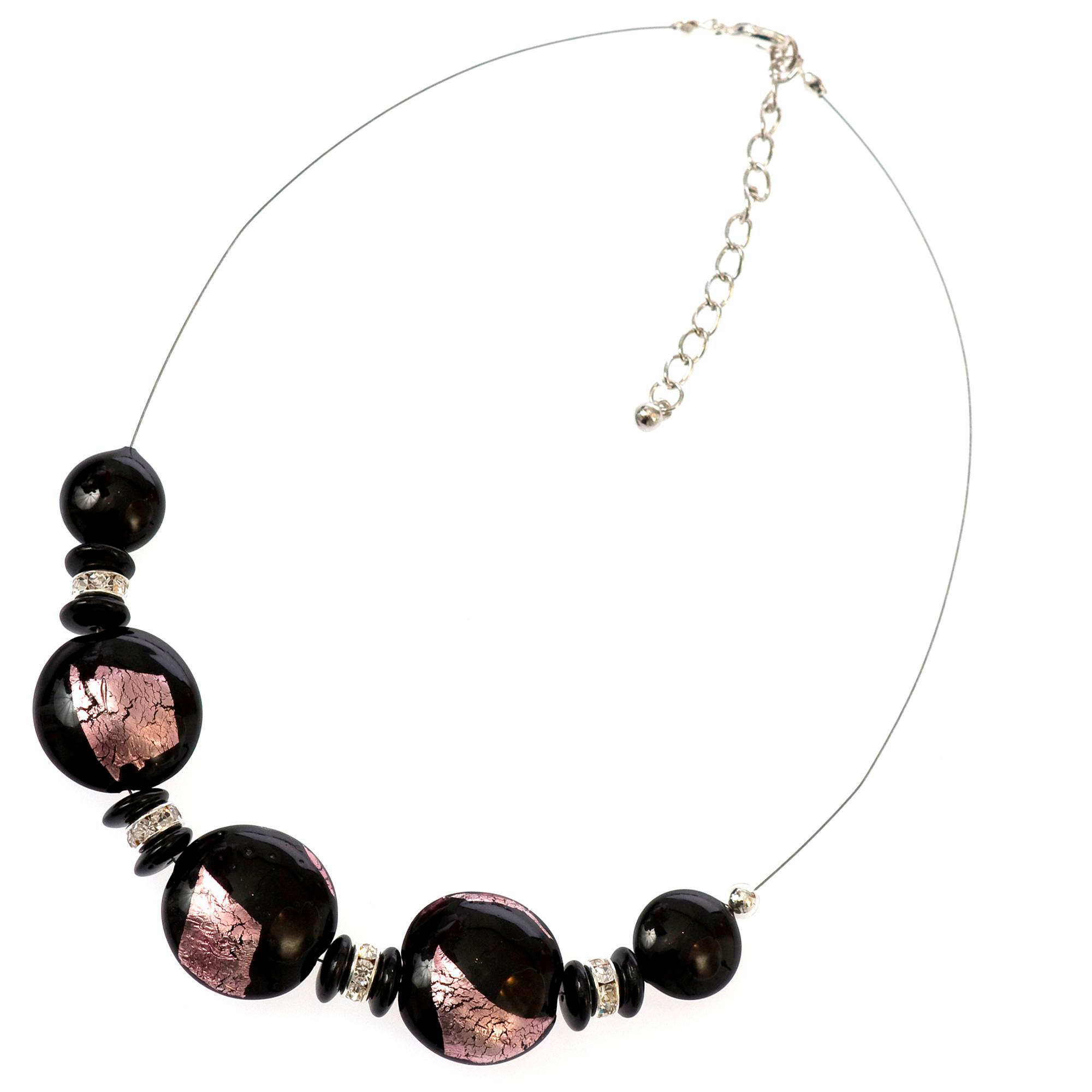 Hinreißendes Murano Glas Collier "Perth" Halskette-rosa-silber