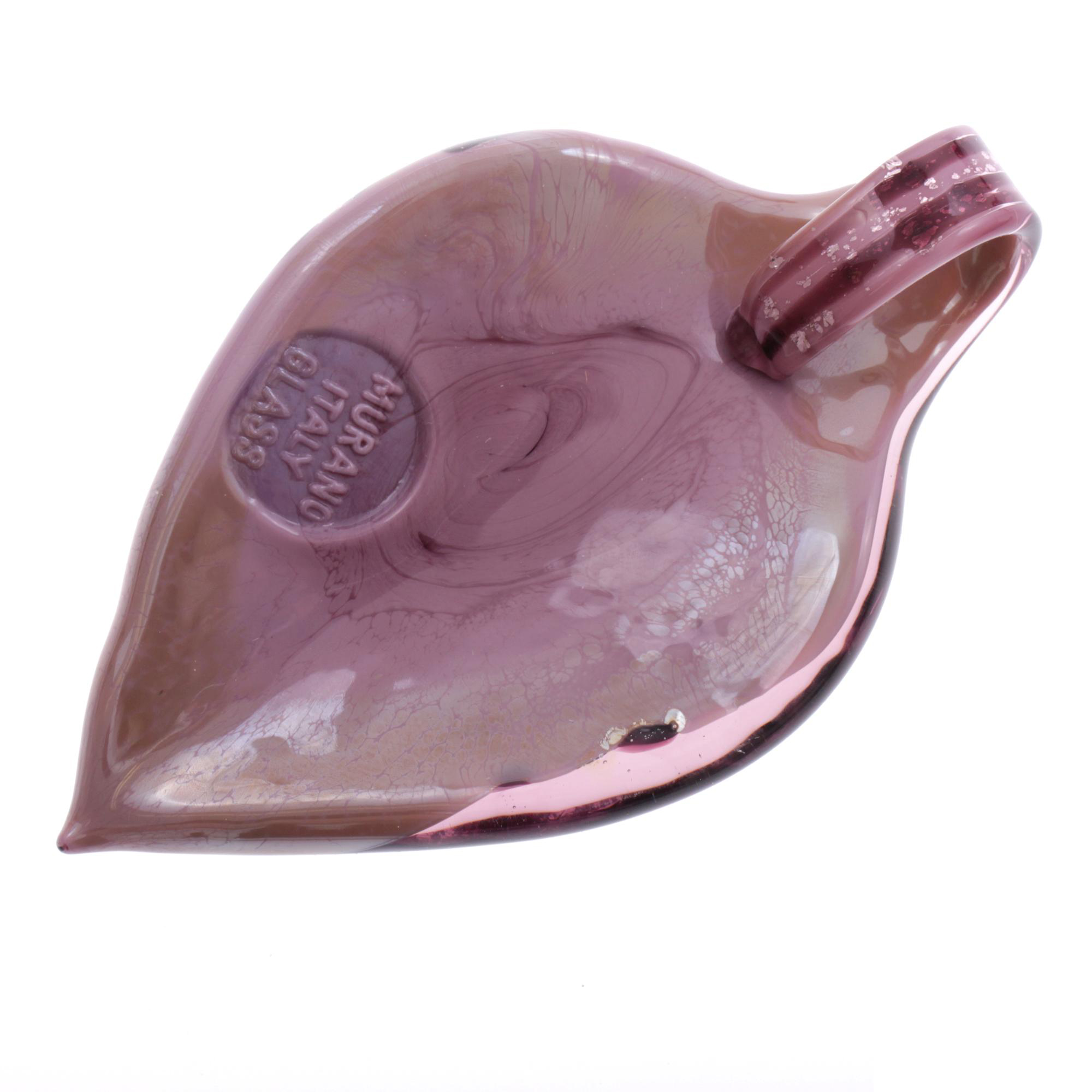 Ein großes Murano Glas Blatt "Pala Grande" Anhänger-lila