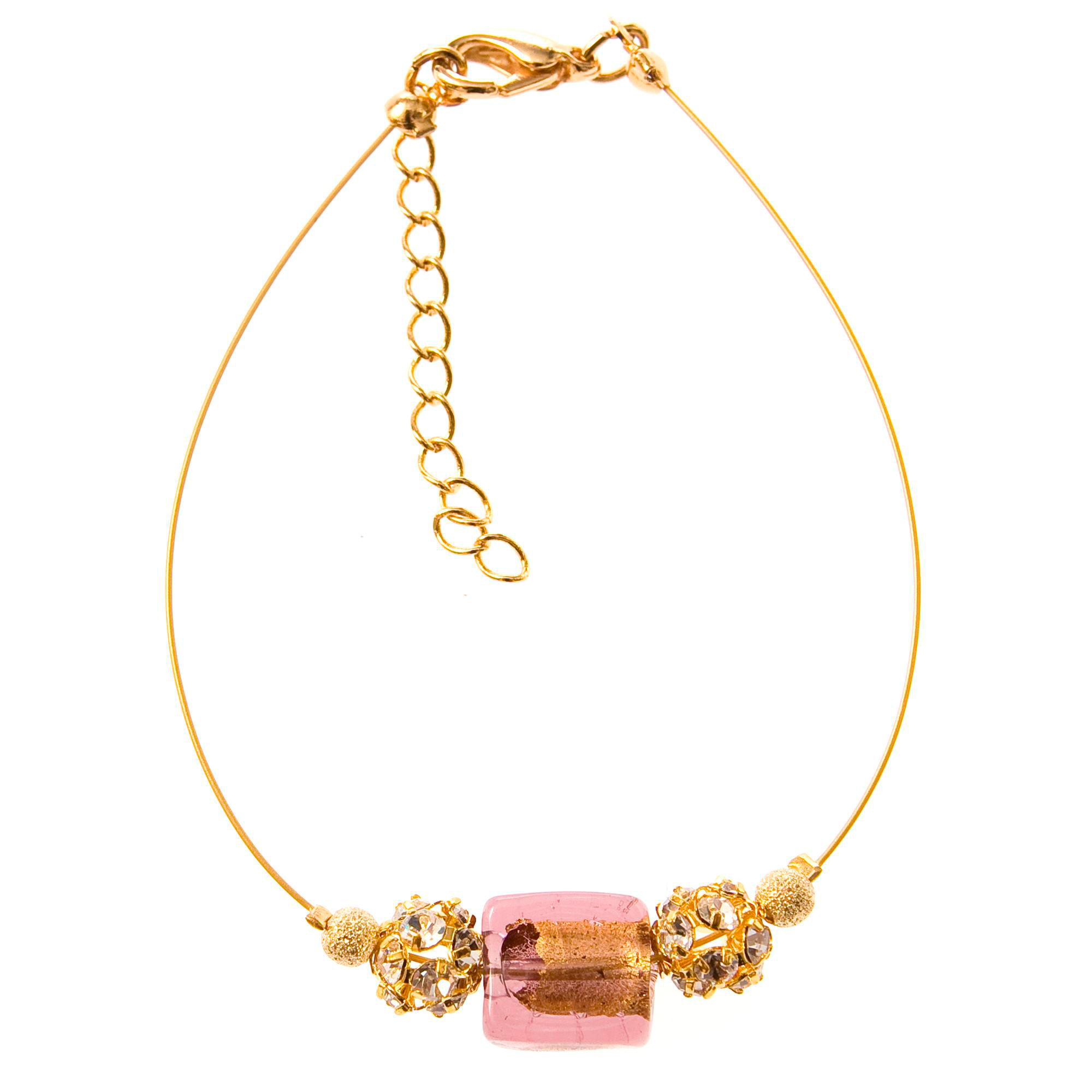 Modisches Murano Glas Armband "Chicago" Armschmuck-amethist-gold