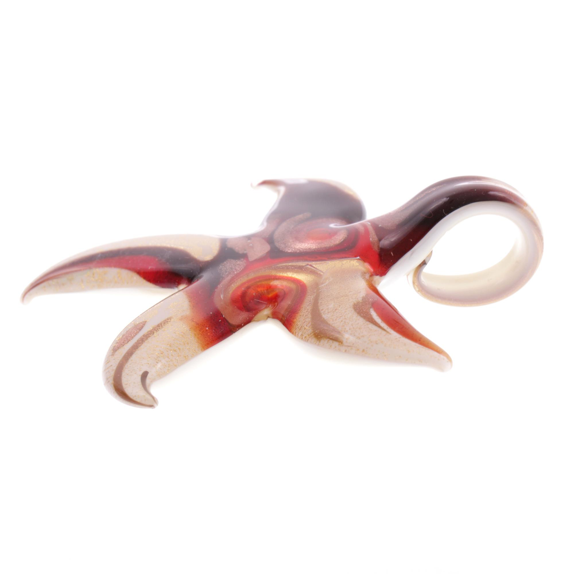 Murano Glas Seestern "Facella" Anhänger-rot-gold