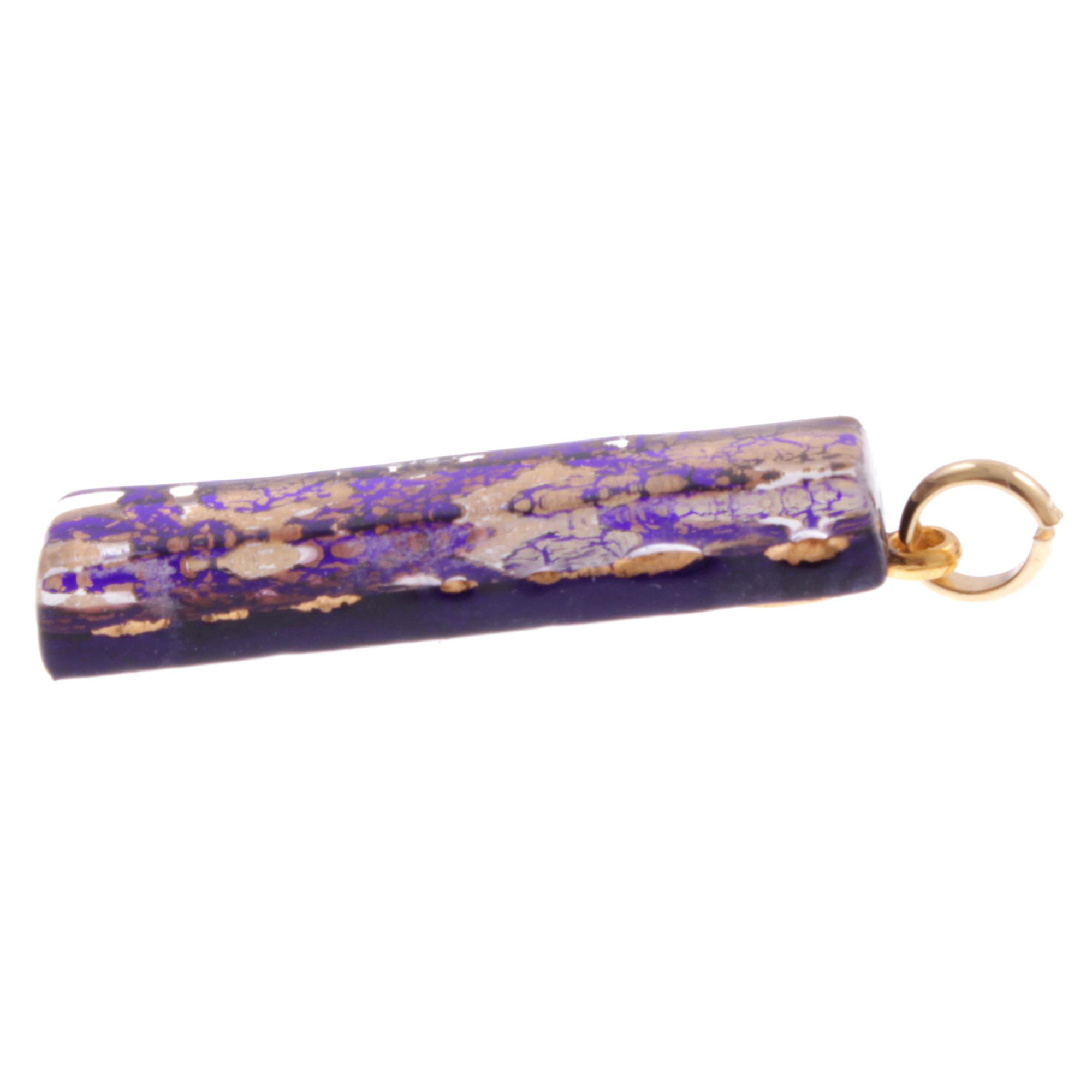Murano Glas Anhänger Baguette "Bastone"-blau-gold