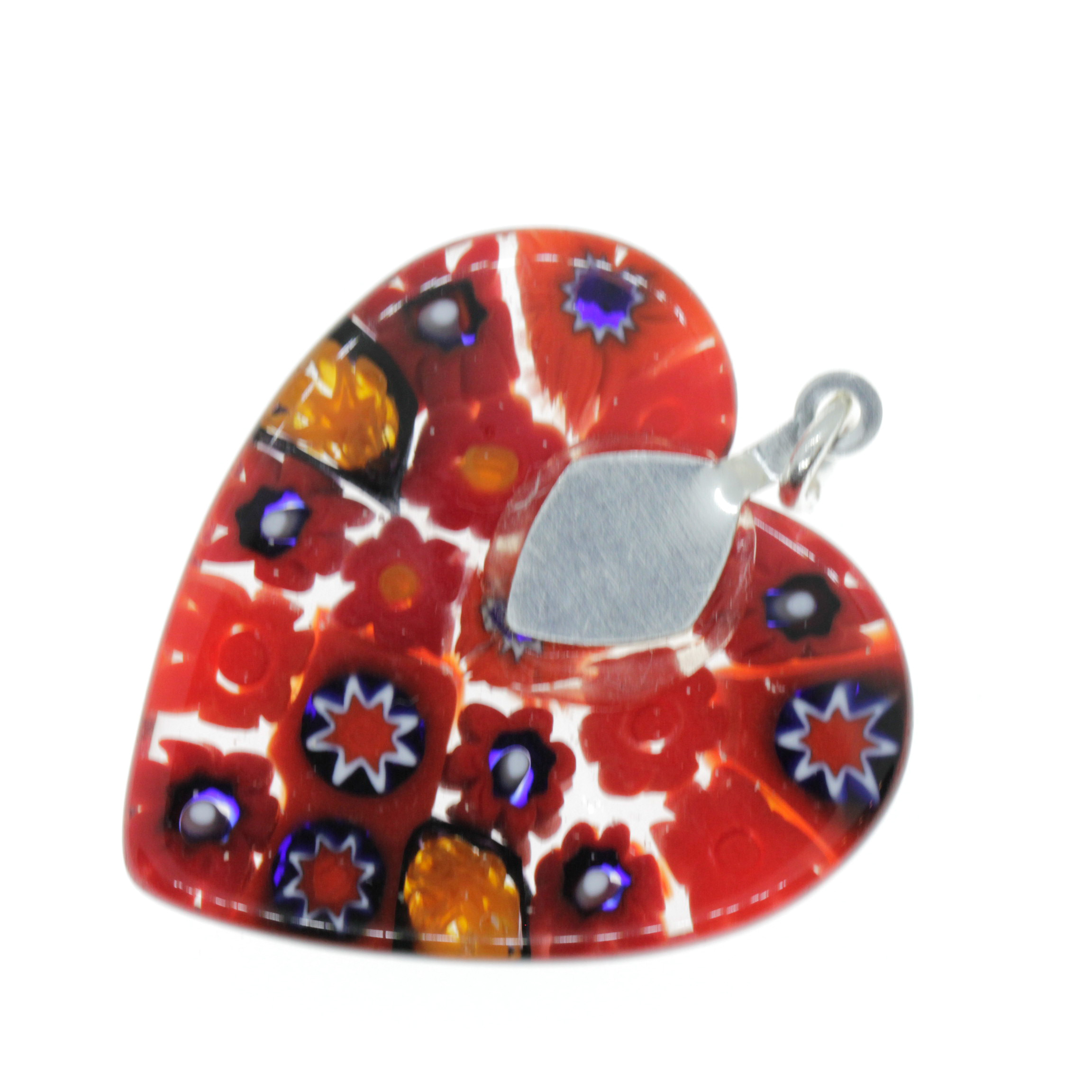 Mille Fiori Herz Anhänger "Sono" Murano Glas - rot
