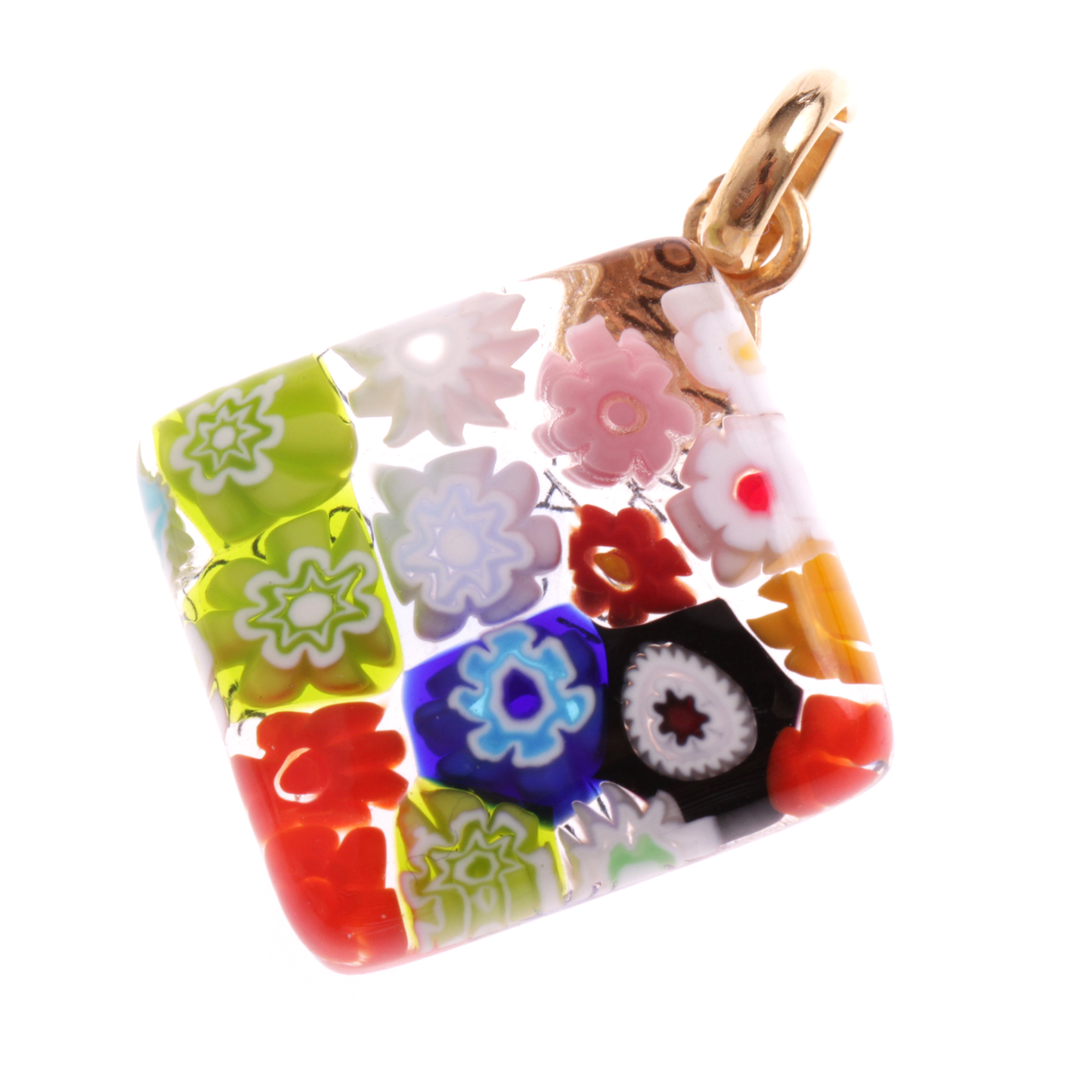 Murano Glas Anhänger "Gioco" -mille fiori gold