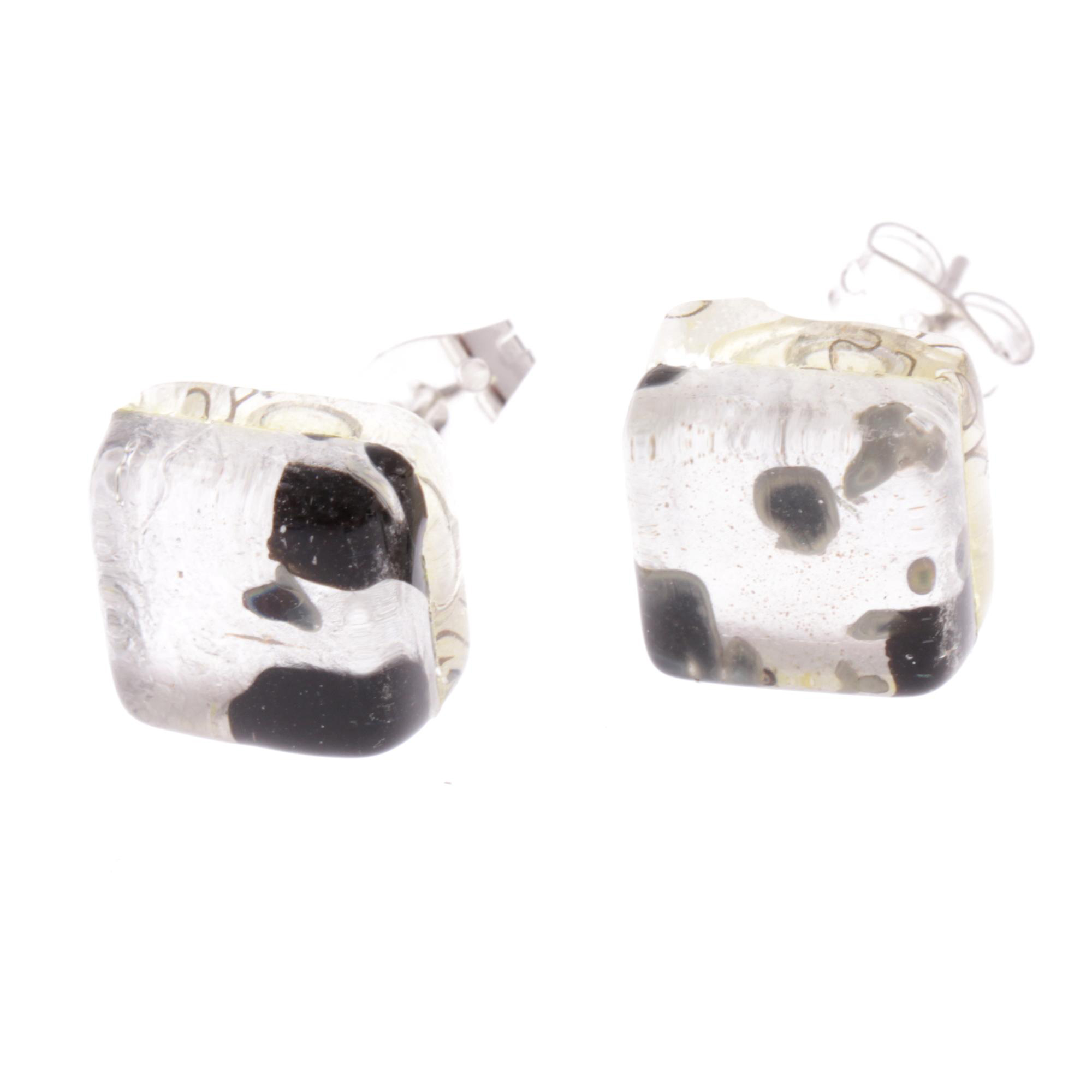 Ohrstecker Murano Glas "Jolanda" Ohrschmuck-schwarz-silber II